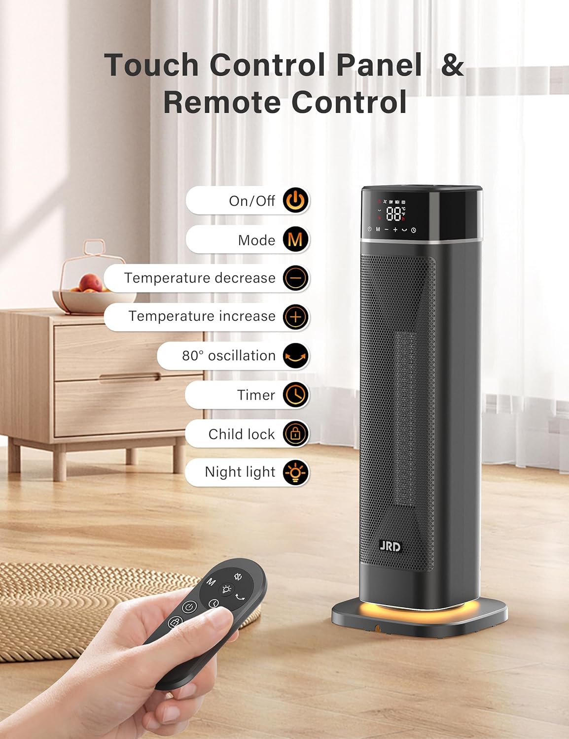 JRD 24 Electric Heater with Remote and 4 Modes