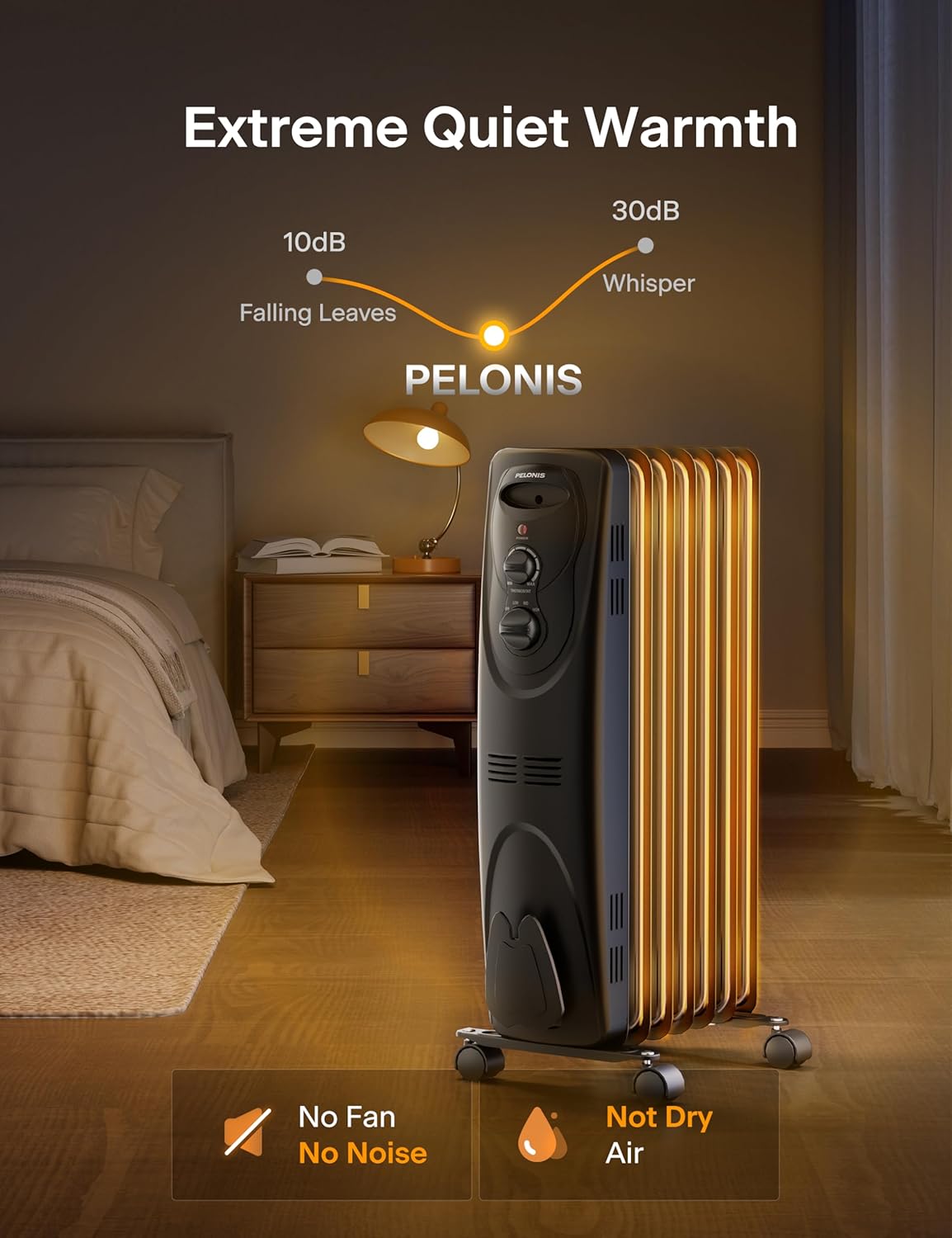 PELONIS PHO15A2AGB 1500W Oil Filled Space Heater Black