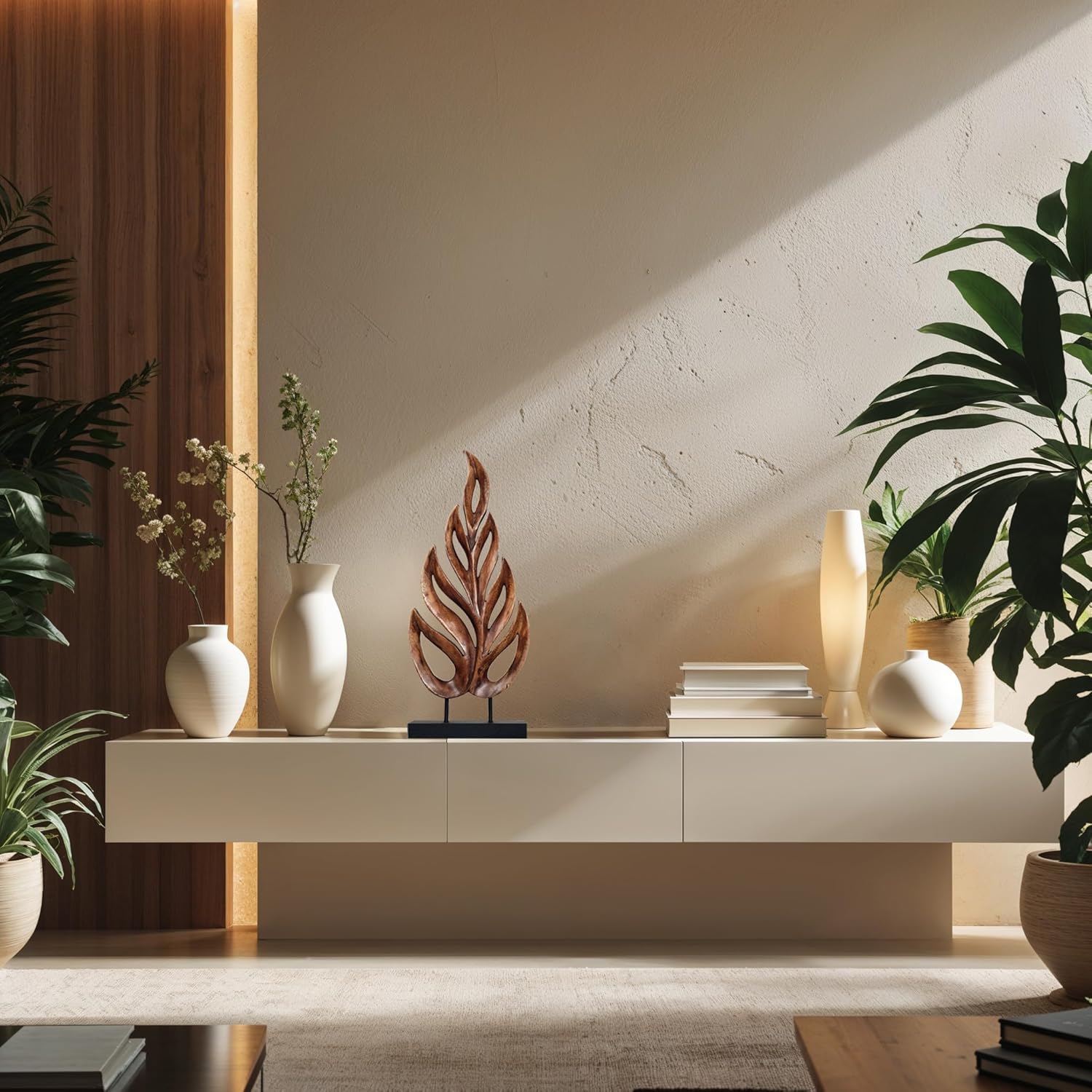 Decozen Wooden Leaf Sculpture - Coffee Table Decor