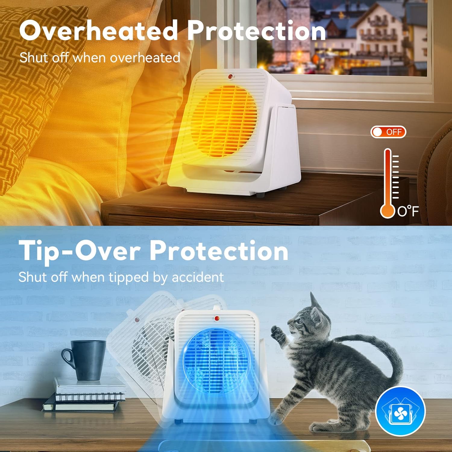TRUSTECH 2 in 1 Heater Fan for Desk Fast Heating Fan Modes