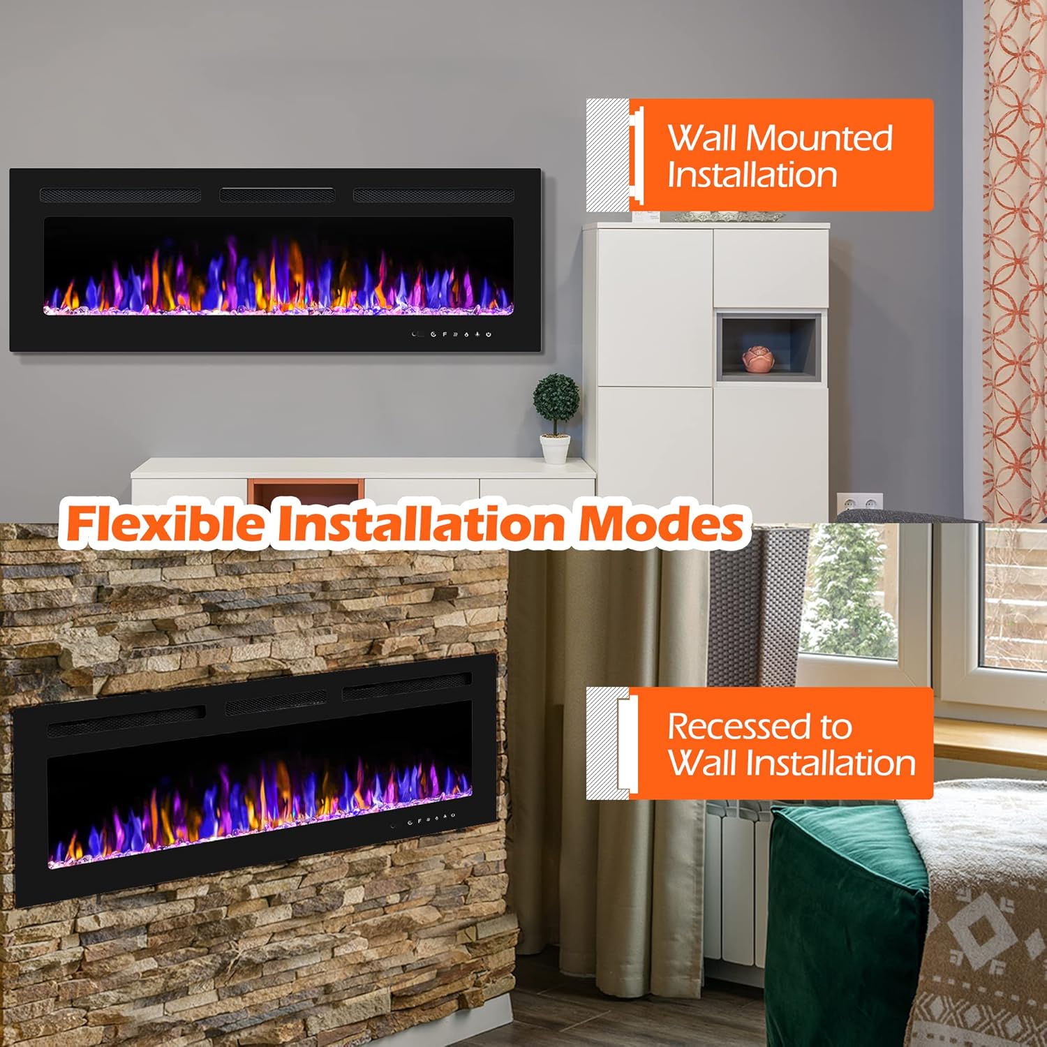 BETELNUT 50 Electric Fireplace with Remote Control 1