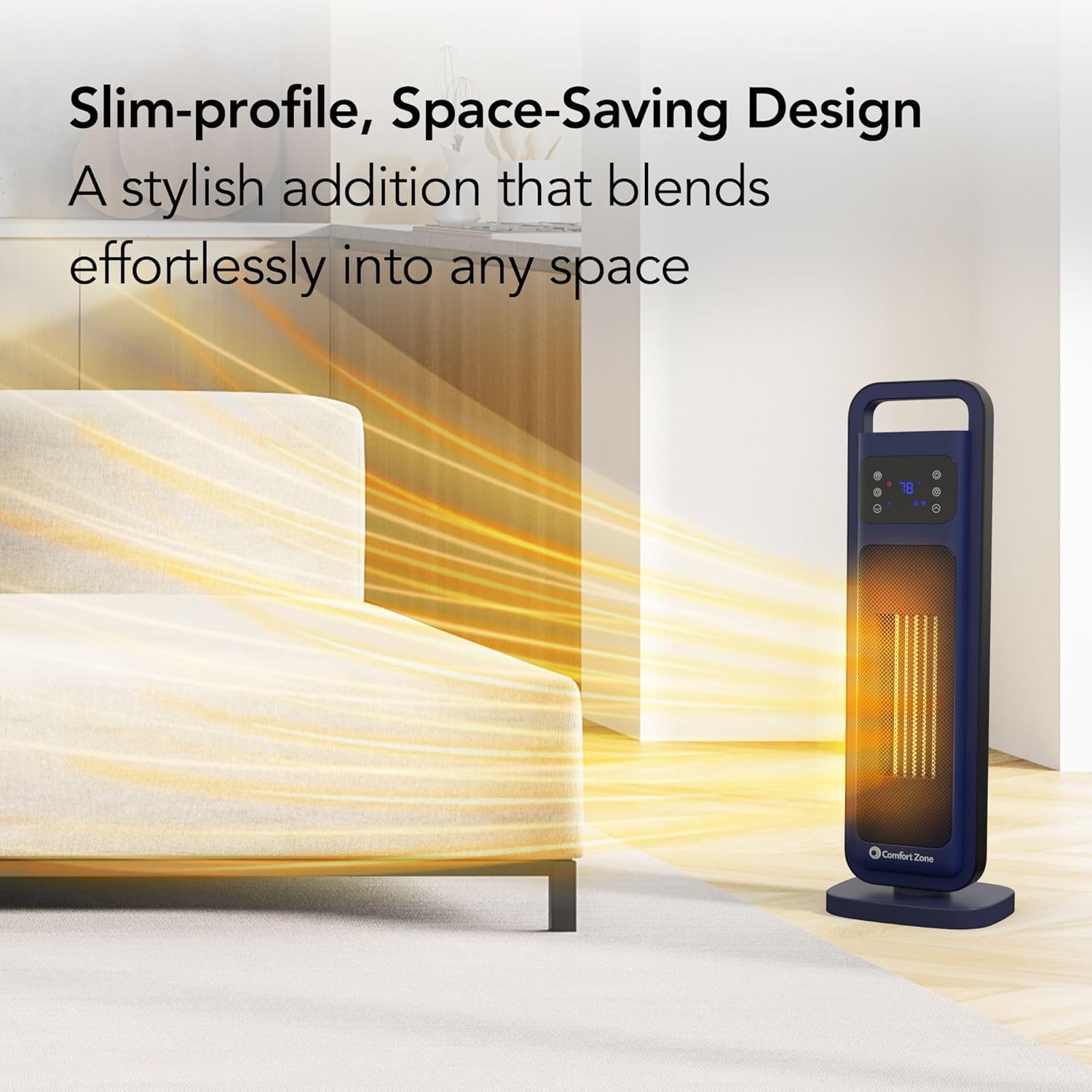 Comfort Zone 26-Inch 1500W Tower Space Heater with Remote Control