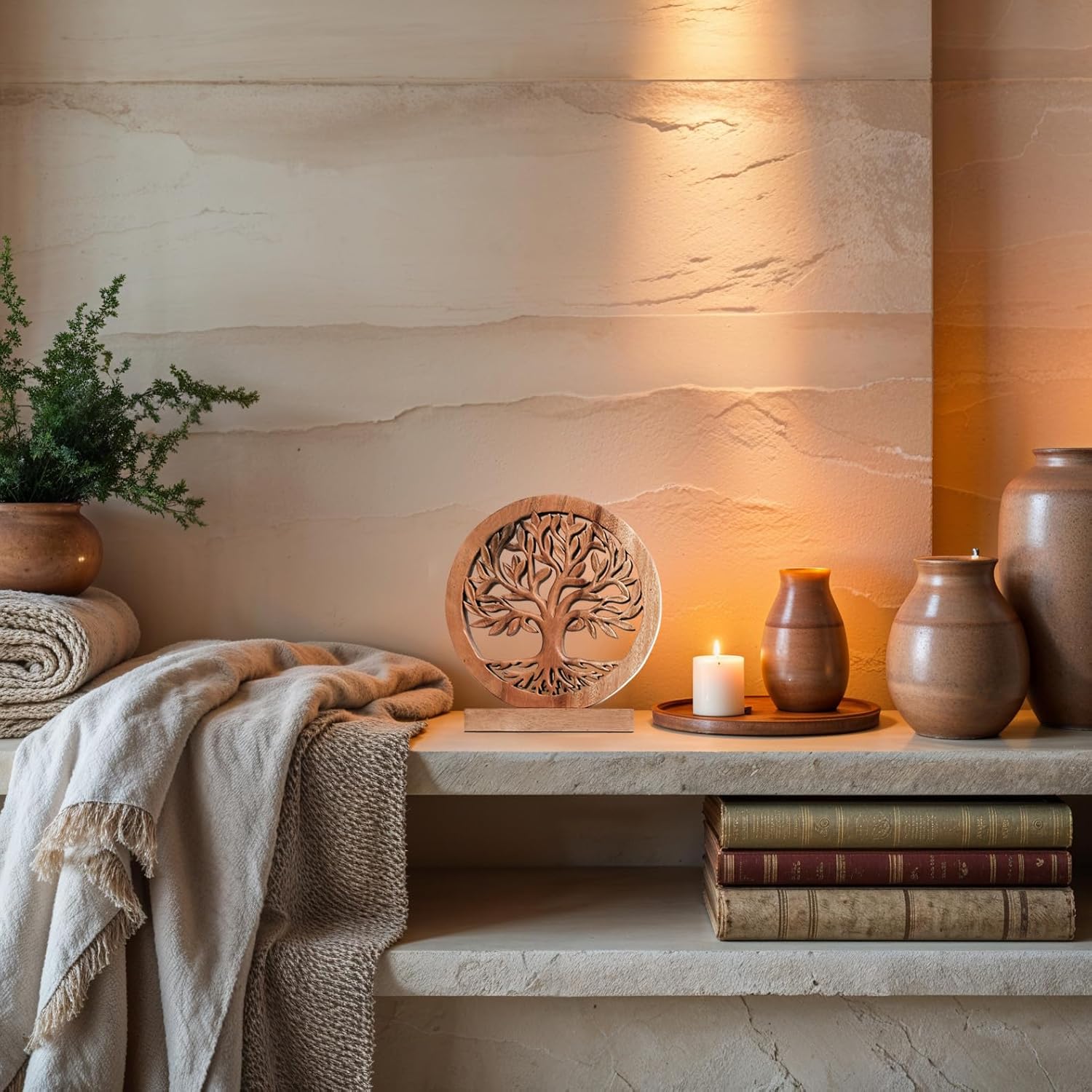 Decozen Solid Wood Tree of Life Sculpture - Home Decor
