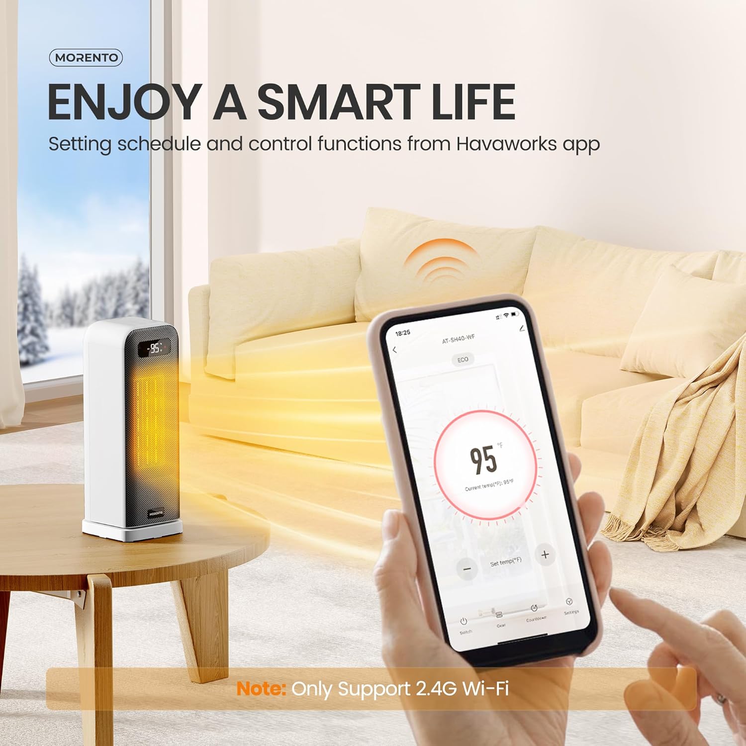 MORENTO Smart Electric Space Heater with Wi-Fi and Voice Control 1