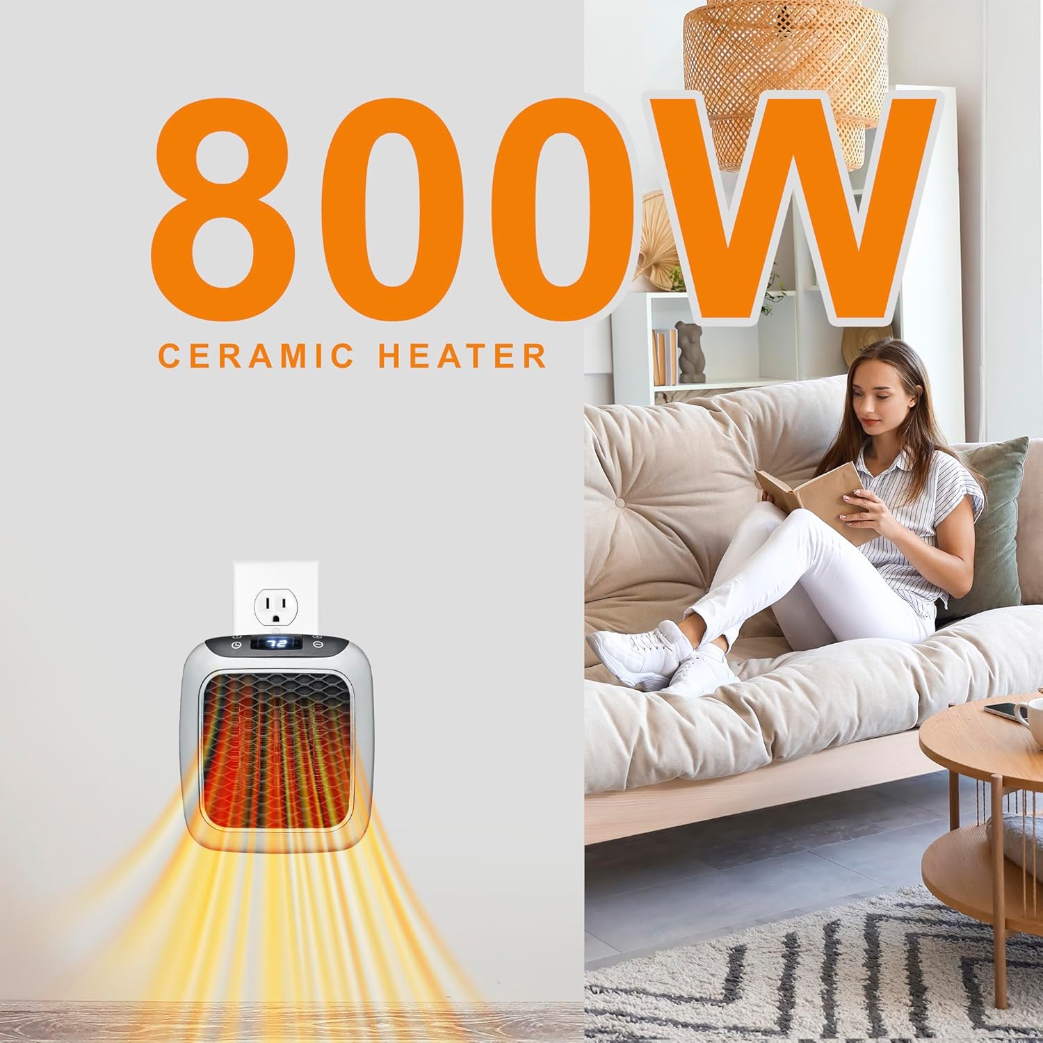 Ontel Turbo Wall Heater - 800W Ceramic Quiet Energy Efficient