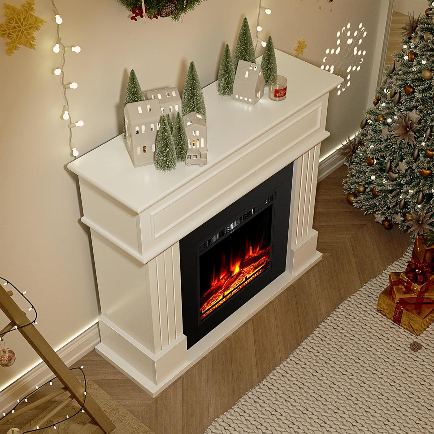 oneinmil Electric Fireplace with Mantel and TV Stand