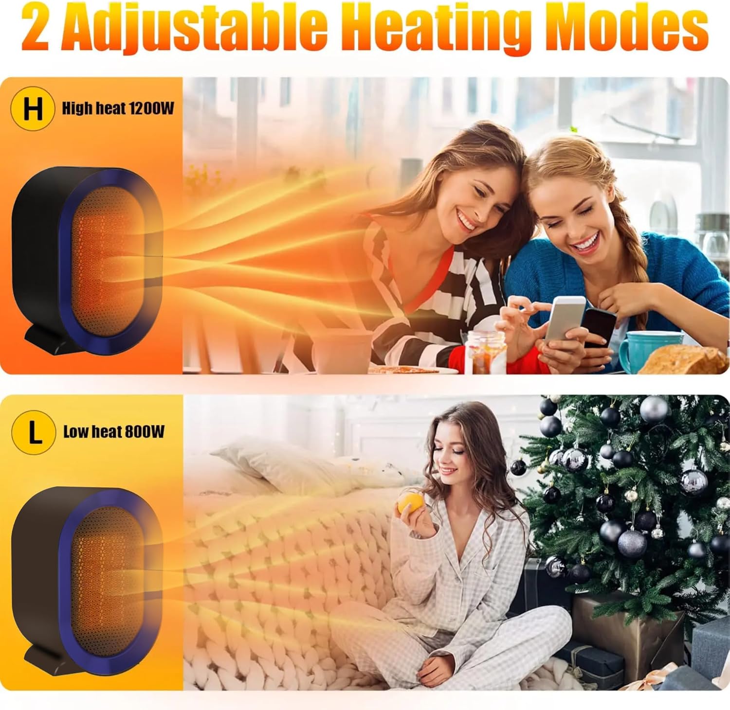 Huihong Matte Purple Electric Space Heater with Thermostat