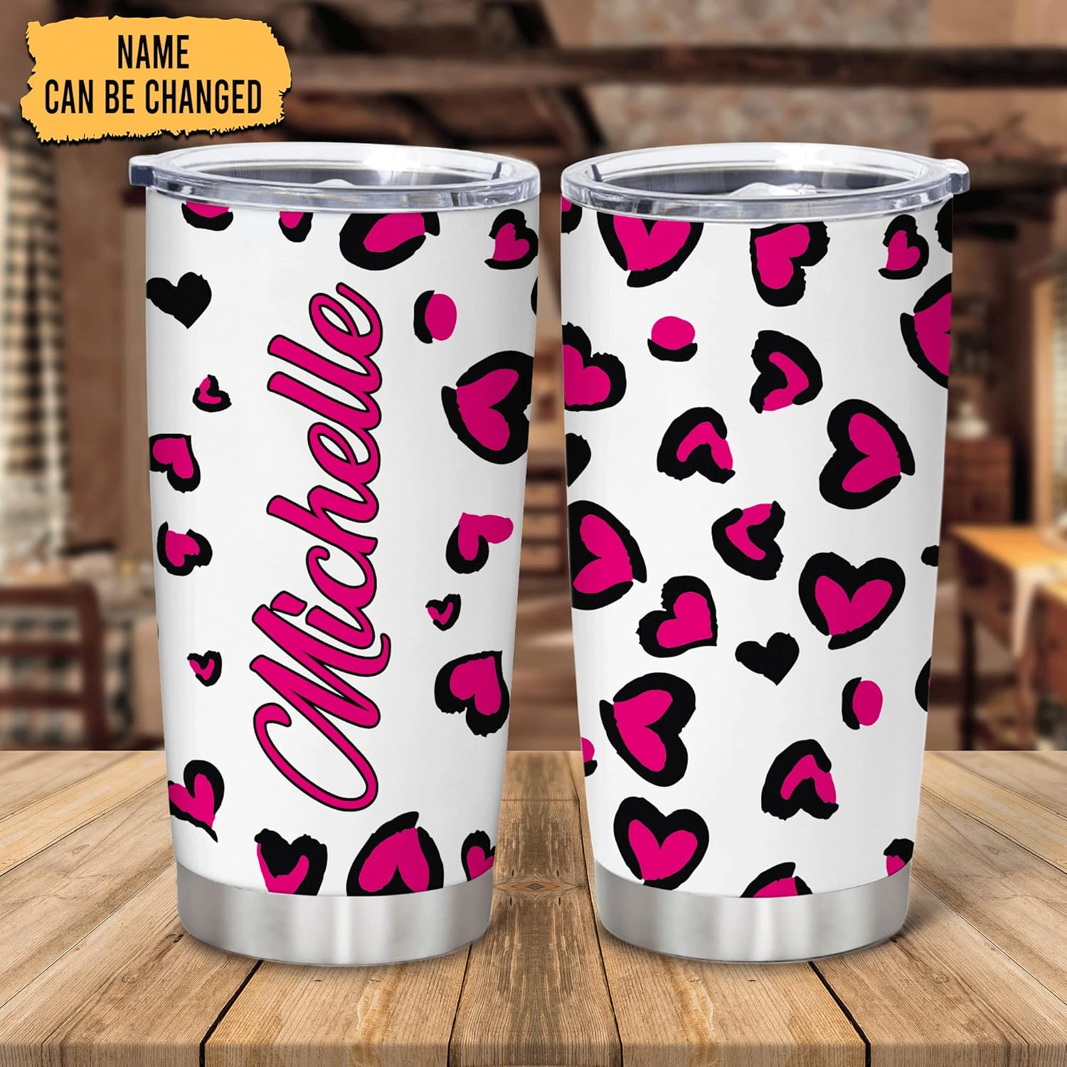 Hyturtle 20oz Stainless Steel Heart Print Tumbler For Her