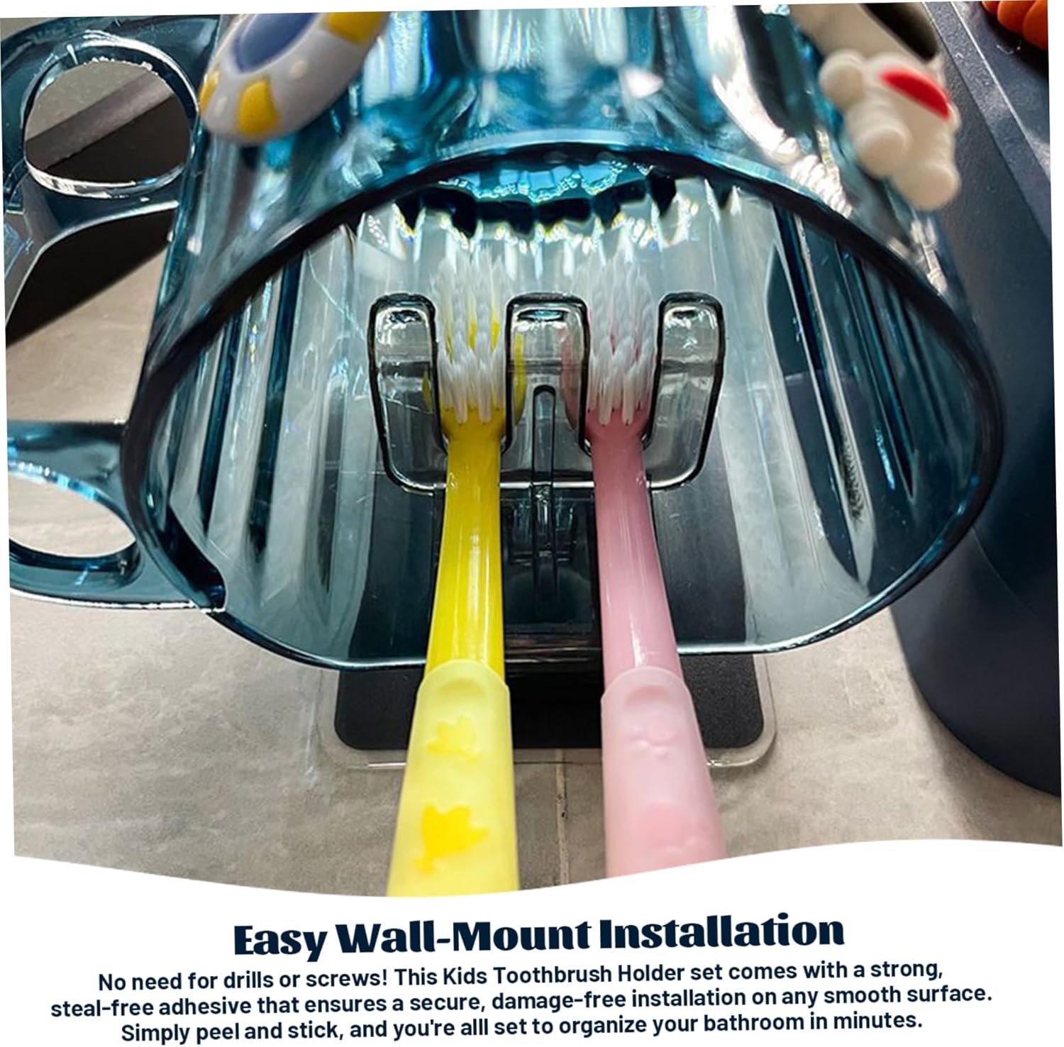 ESiiFuu Wall Toothbrush Holder Set with Cosmonaut Theme