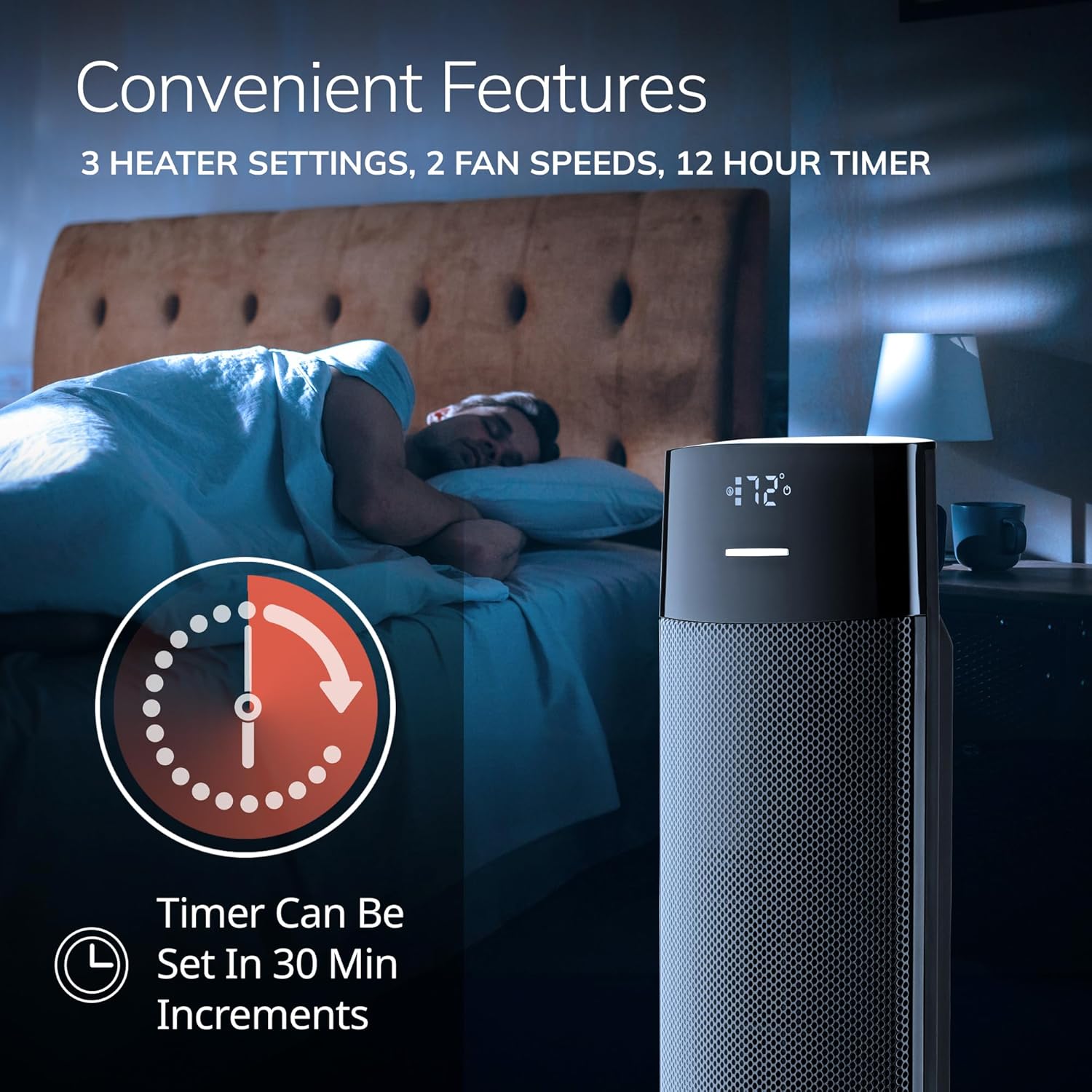 Lasko Ellipse Tower Heater 24 Inches 1500W Black