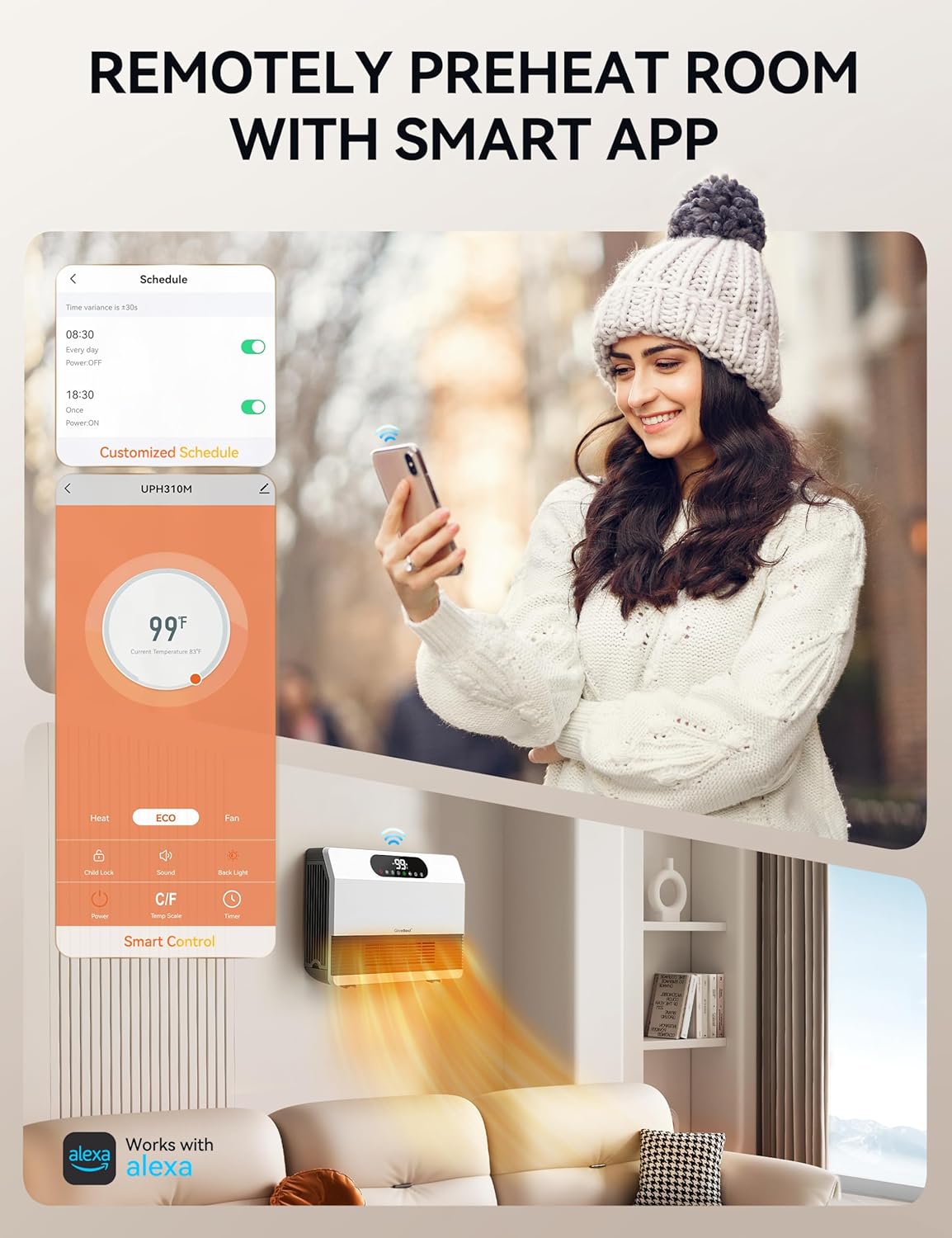GiveBest Smart Wall Heater with Alexa Compatibility