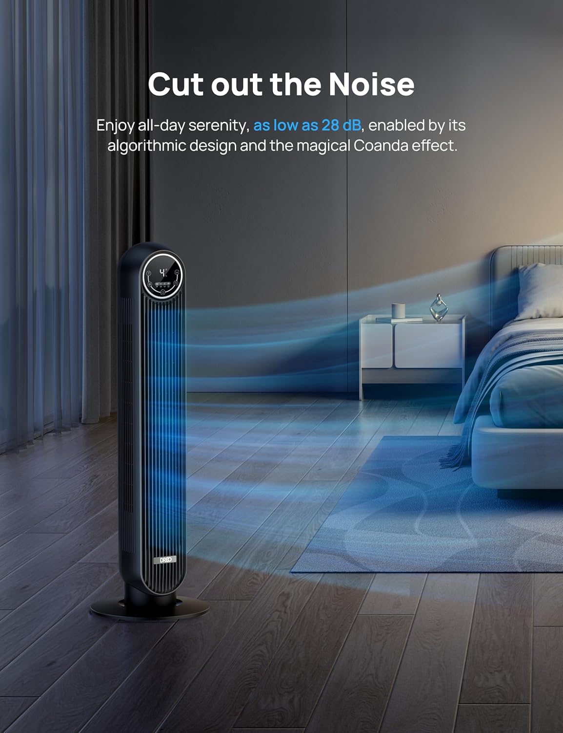 Dreo Tower Fan with Heater 24fts Quiet Powerful Oscillating Fan