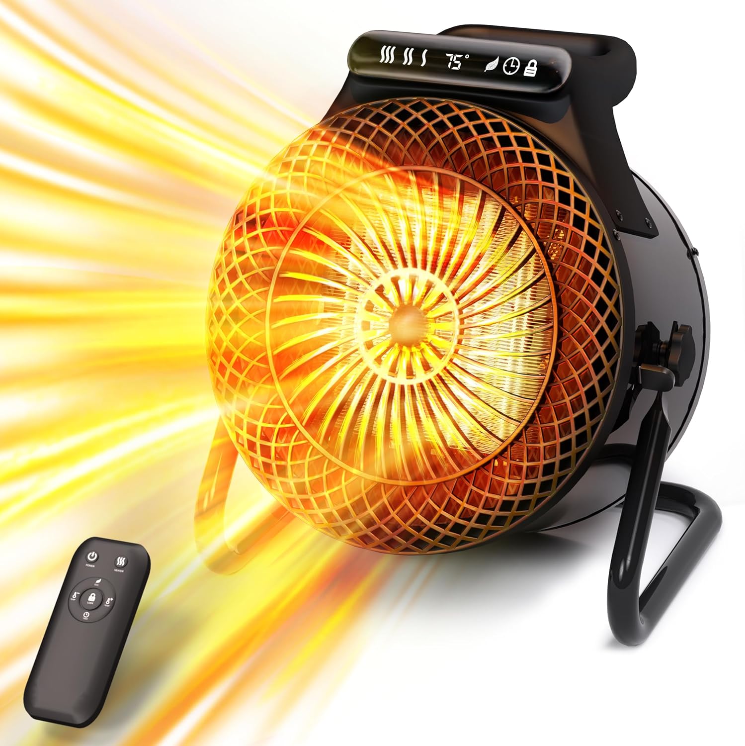 Riseon 1500W Electric Outdoor Heater with Remote Control and 3 Modes