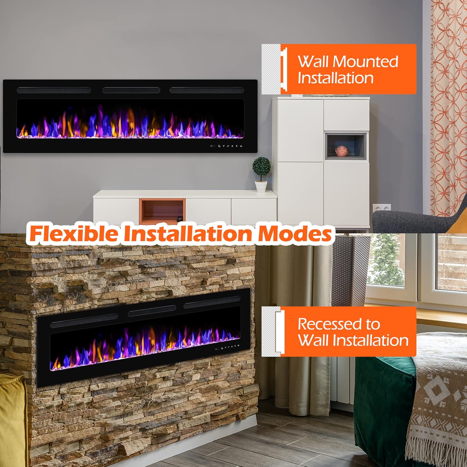 BETELNUT 60 Electric Fireplace with Remote Control