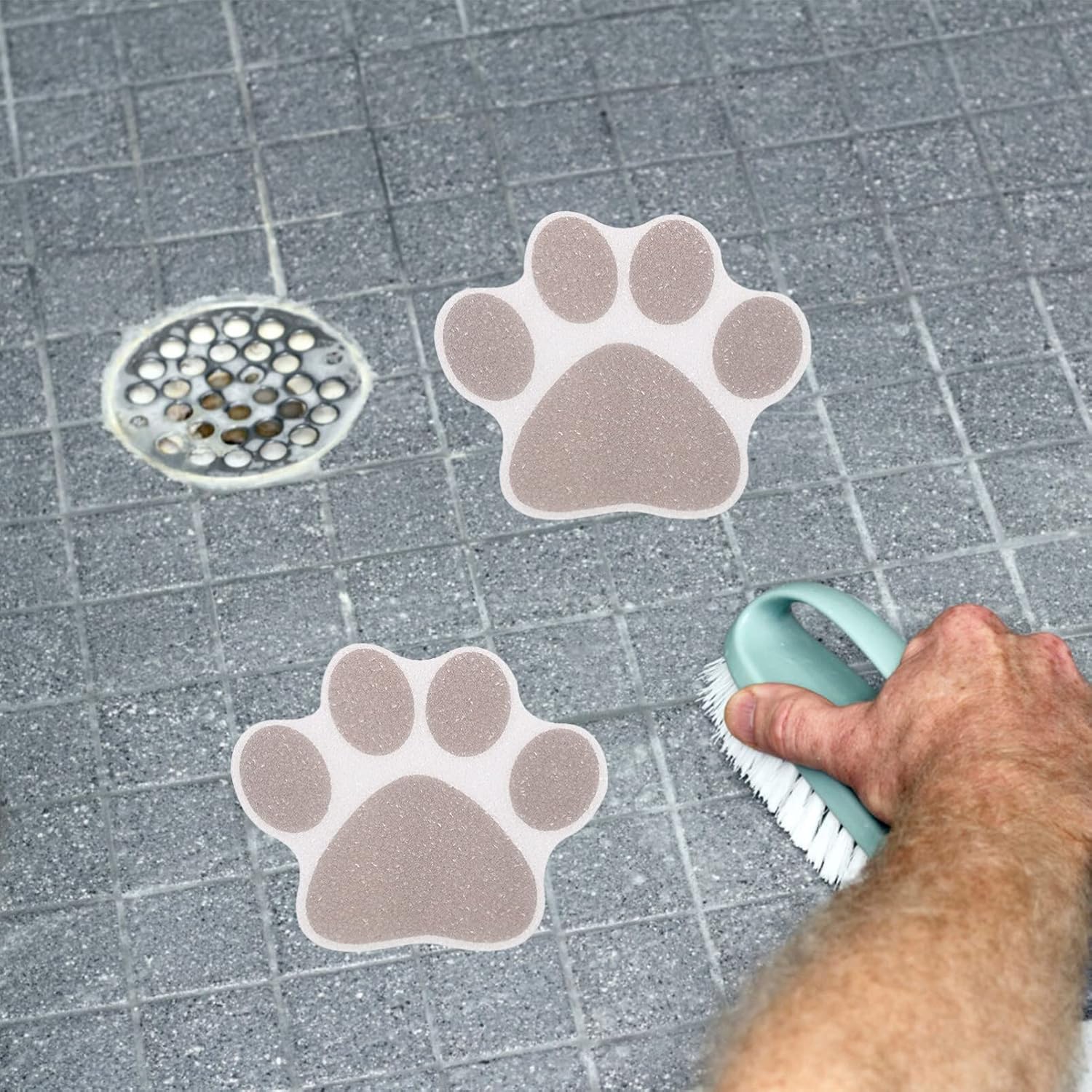 10pcs Paw Bathtub Non-Slip Stickers Grey Safe Grip Design