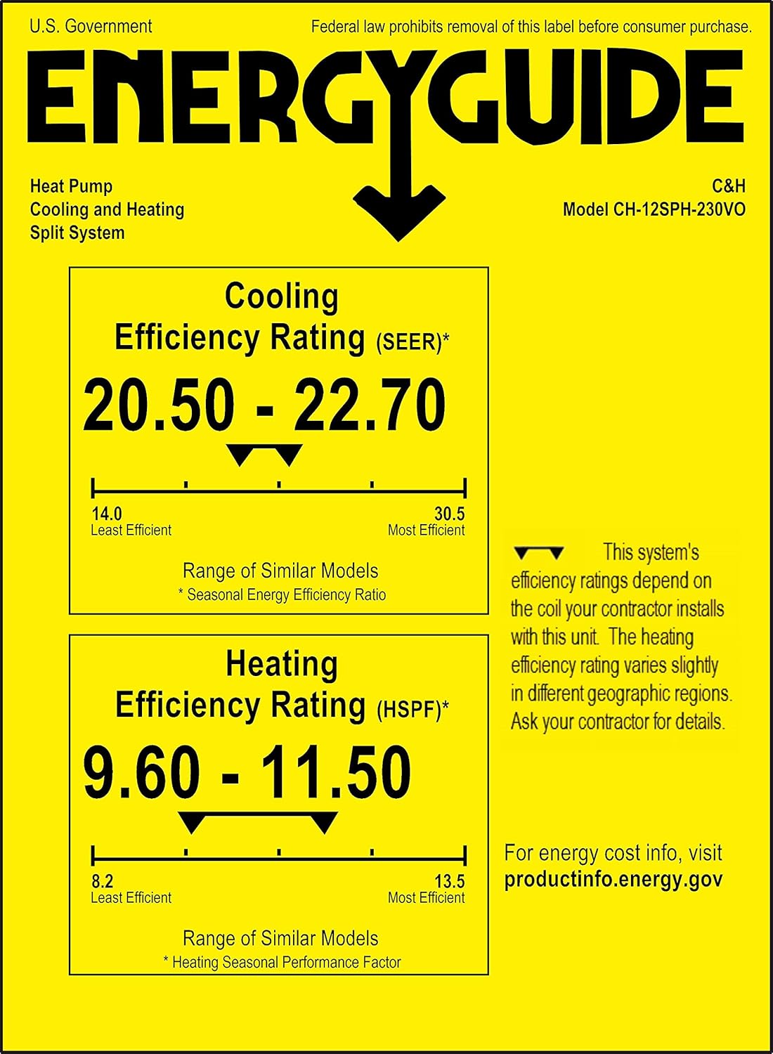 Cooper Hunter 12000 BTU Slim Duct Mini Split ACHeating System