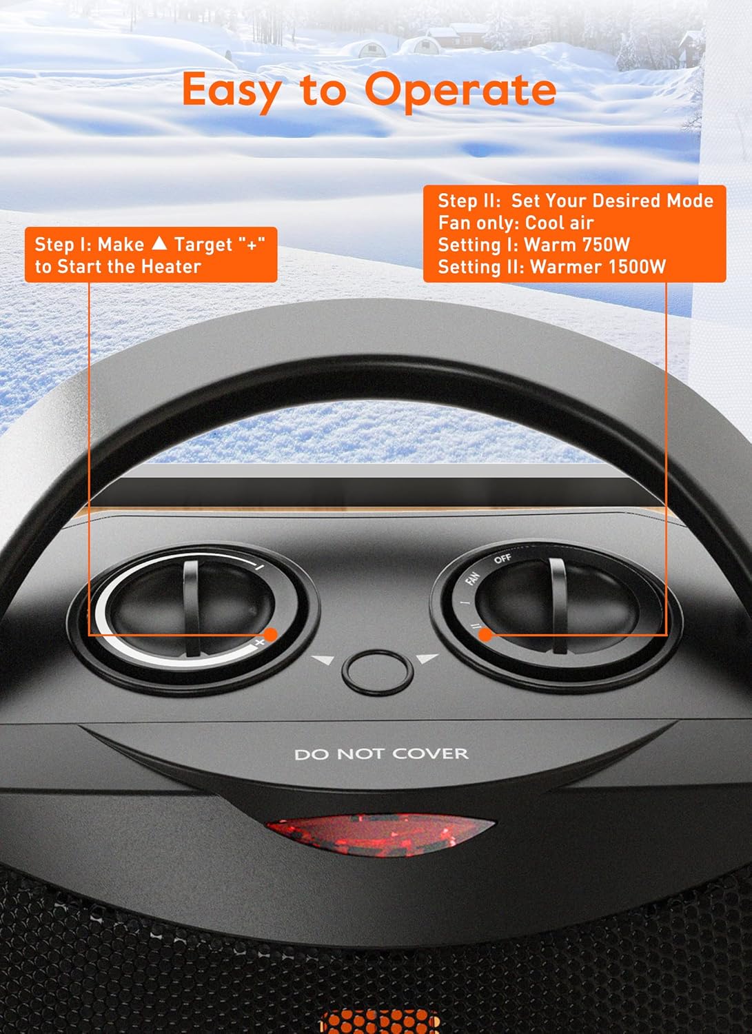 GiveBest 1500W750W Dual Heat Cool Fan Space Heater