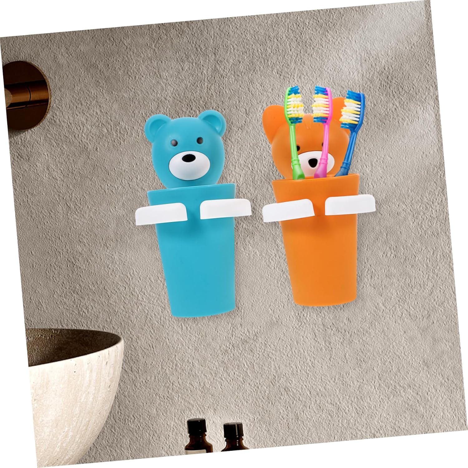 Ciieeo 2sets Cartoon Toothbrush Holder Organizer for Bathroom