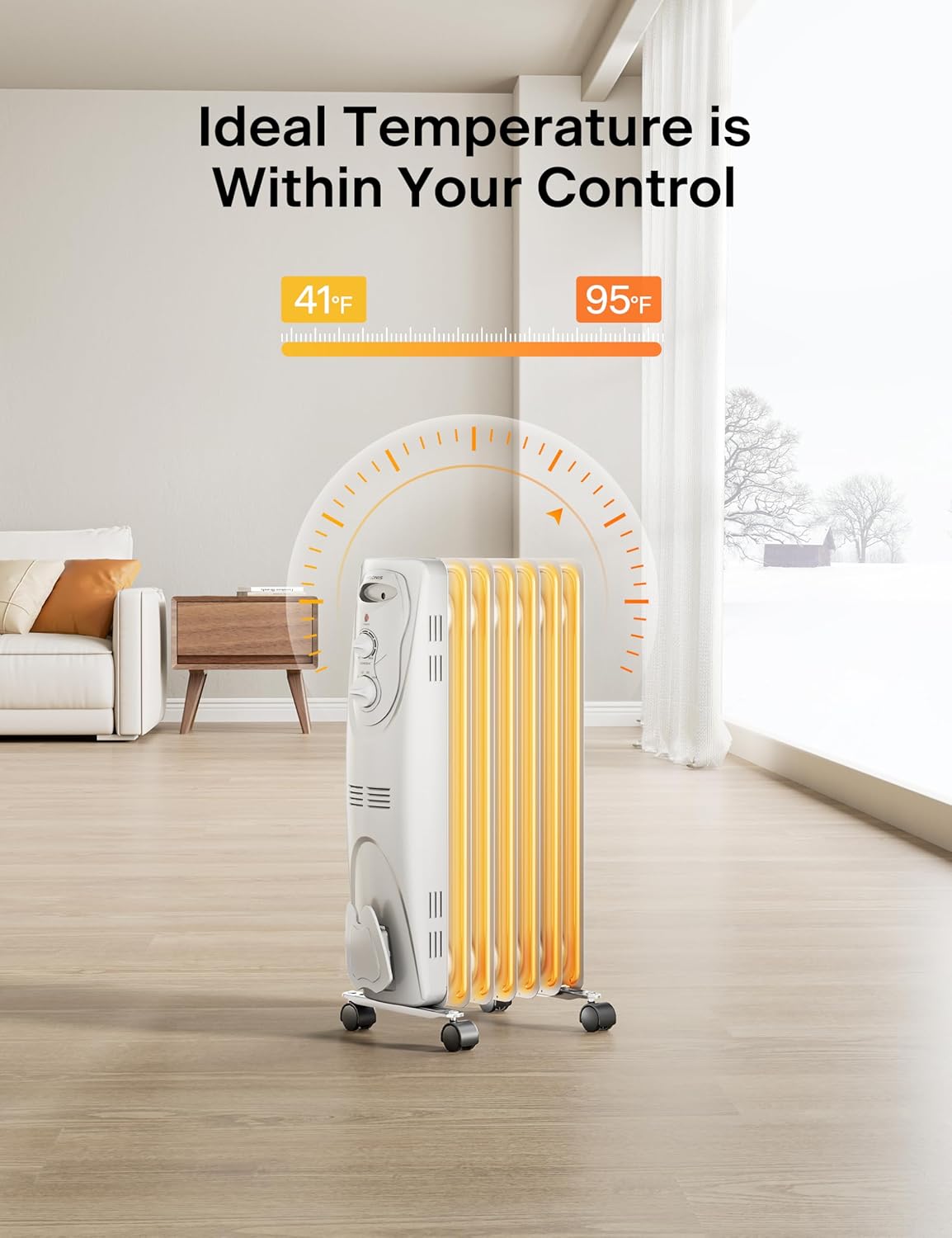 PELONIS Oil Filled Radiator 1500W Portable Full Room Heater