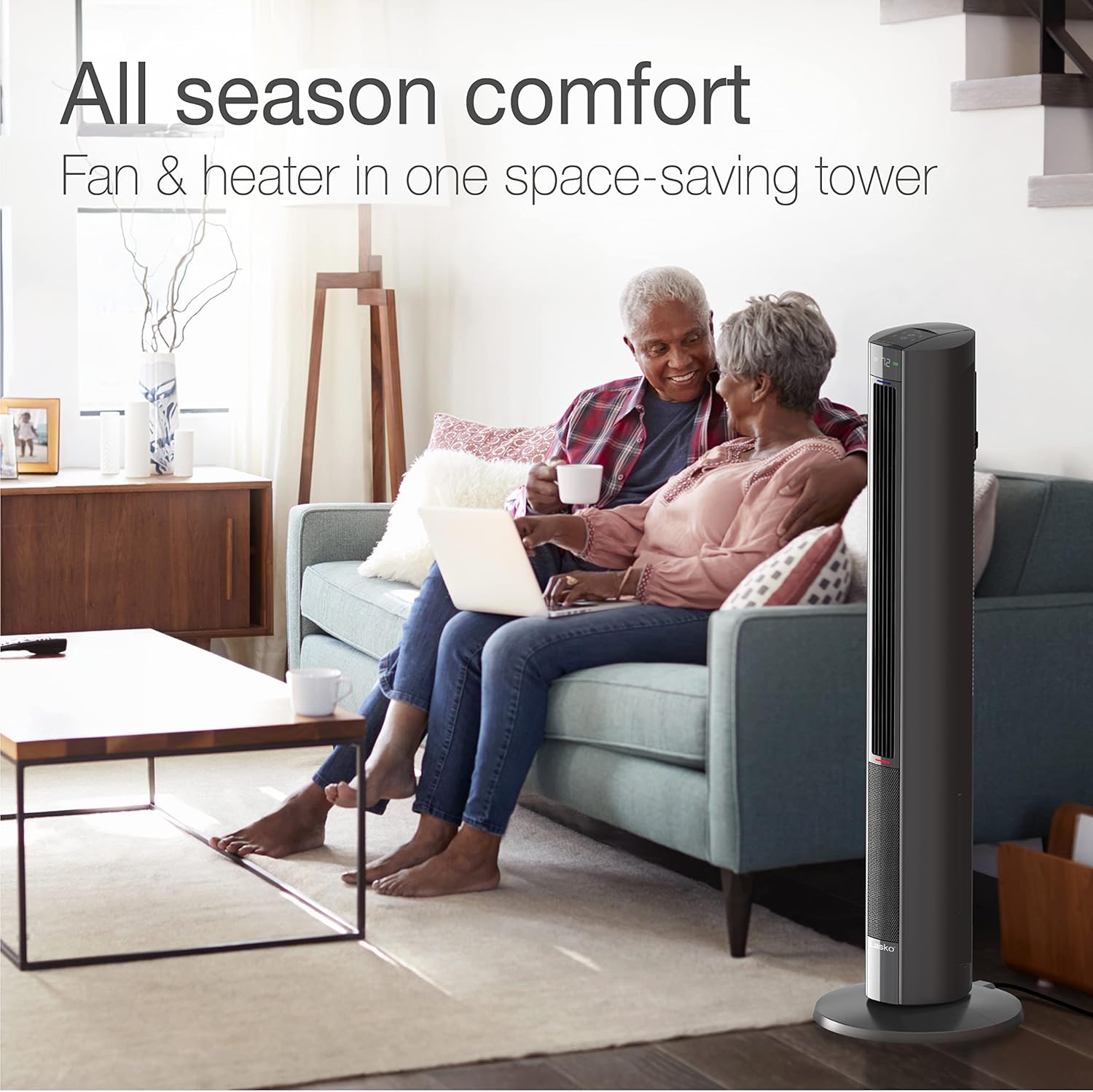 Lasko 42-Inch Tower Fan and Space Heater with Remote Control