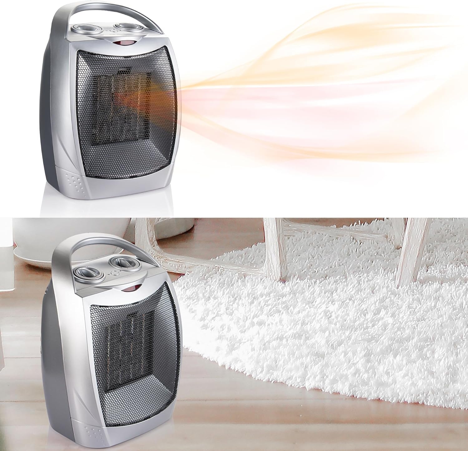 Moonflor 1500W Silver Space Heater with Safety Features