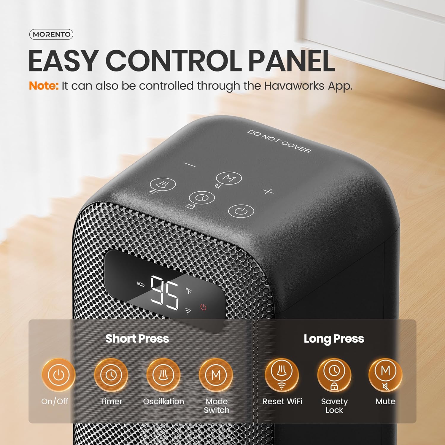 MORENTO Smart Electric Space Heater with Wi-Fi and Voice Control