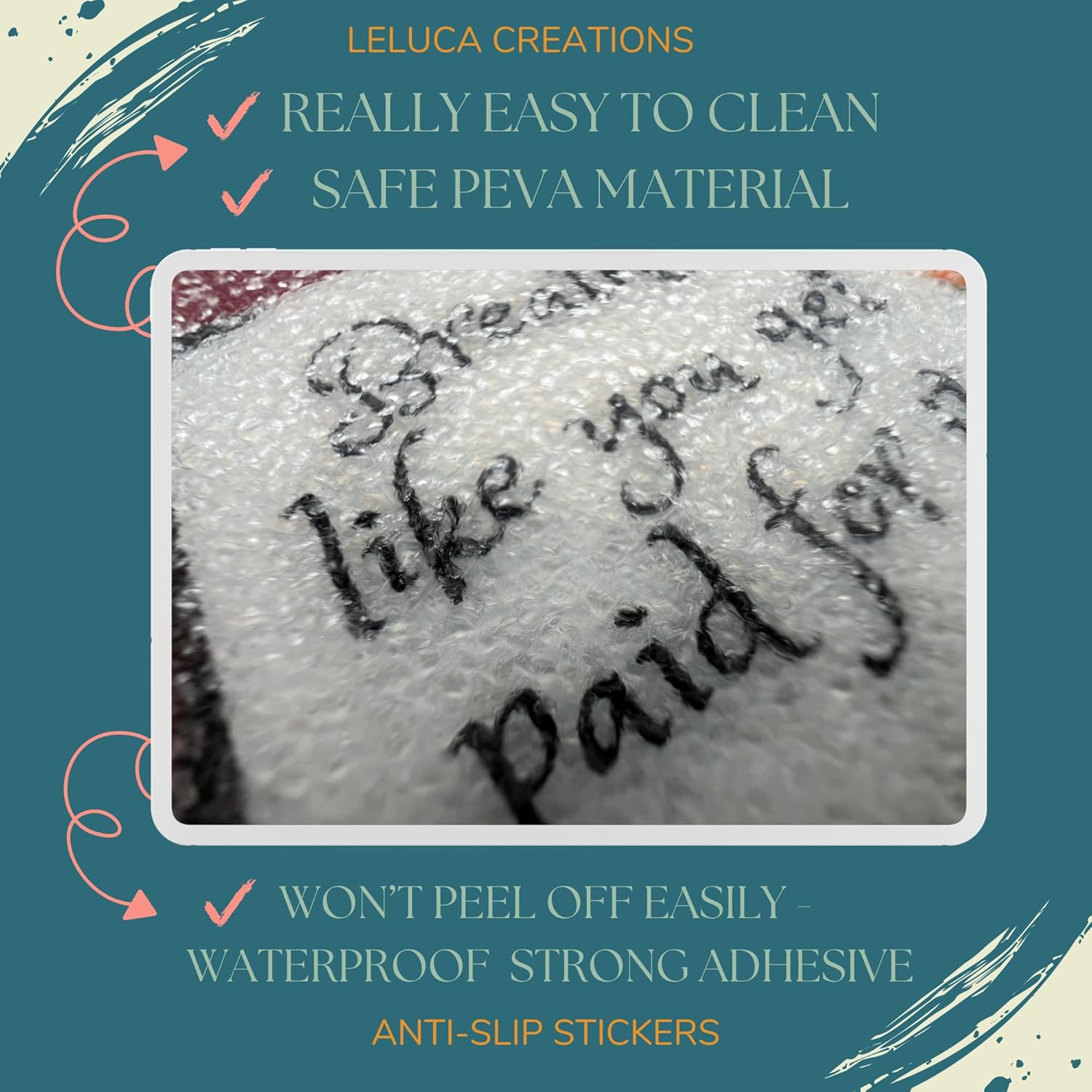 Leluca Non-Slip Bath Stickers with Affirmations - 12PCS