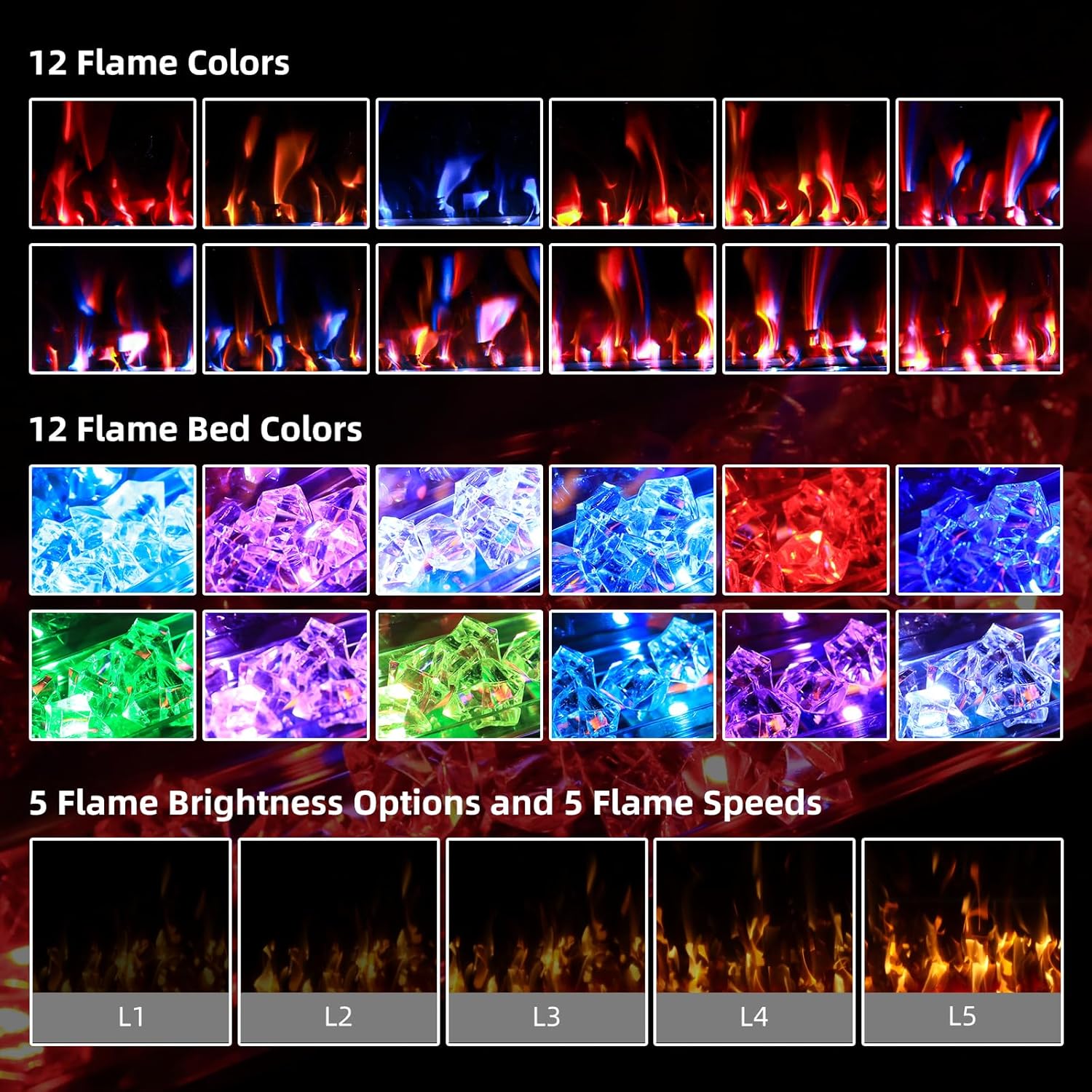 72 Inch Ultra Thin Electric Fireplace with Remote and Touch Screen