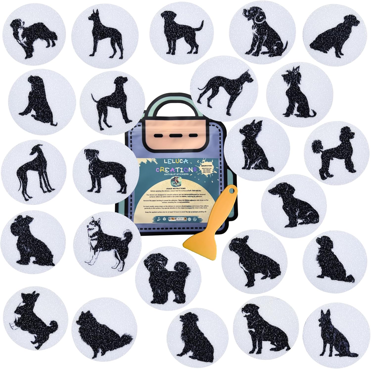 Non Slip Bathtub Stickers with Dog Silhouettes 24 PCS 1