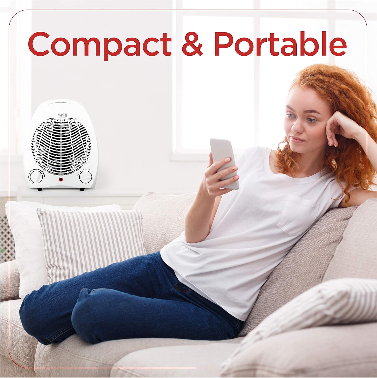 BLACKDECKER 2-in-1 Desktop Heater Fan White