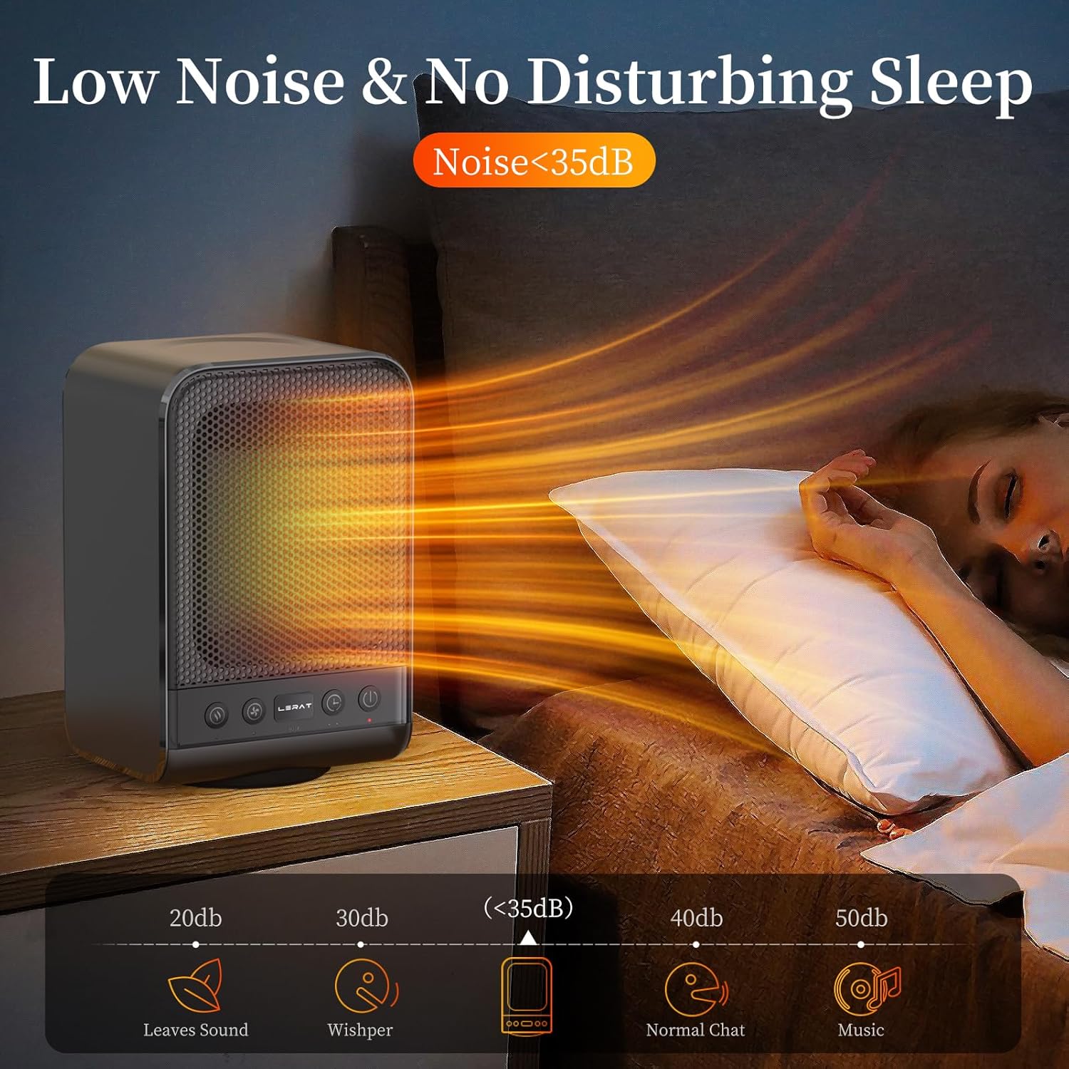 Lerat Space Heater 1500W PTC Fast Heating Black