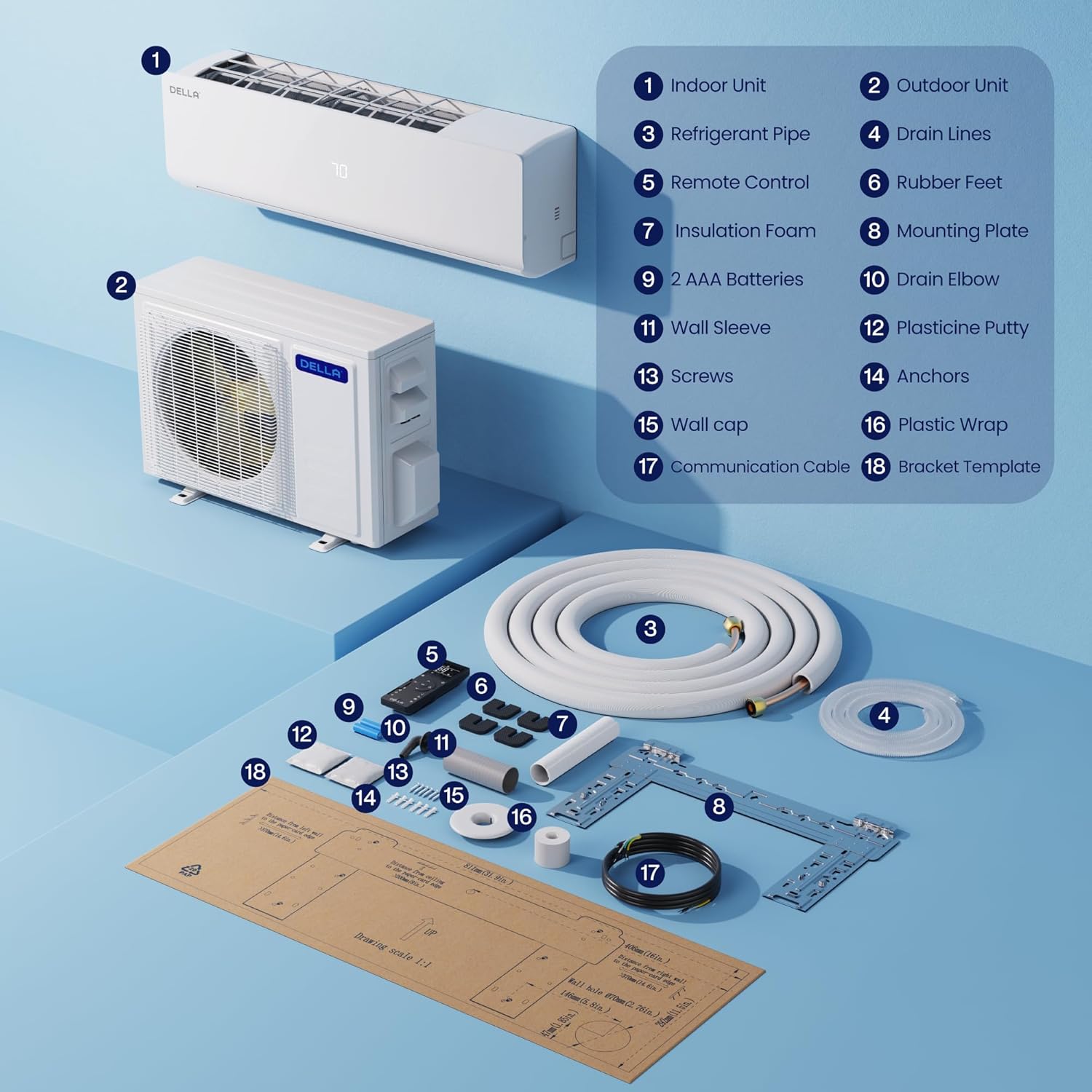 Della 3 Zone Multi-Split Air Conditioner with Alexa Compatibility