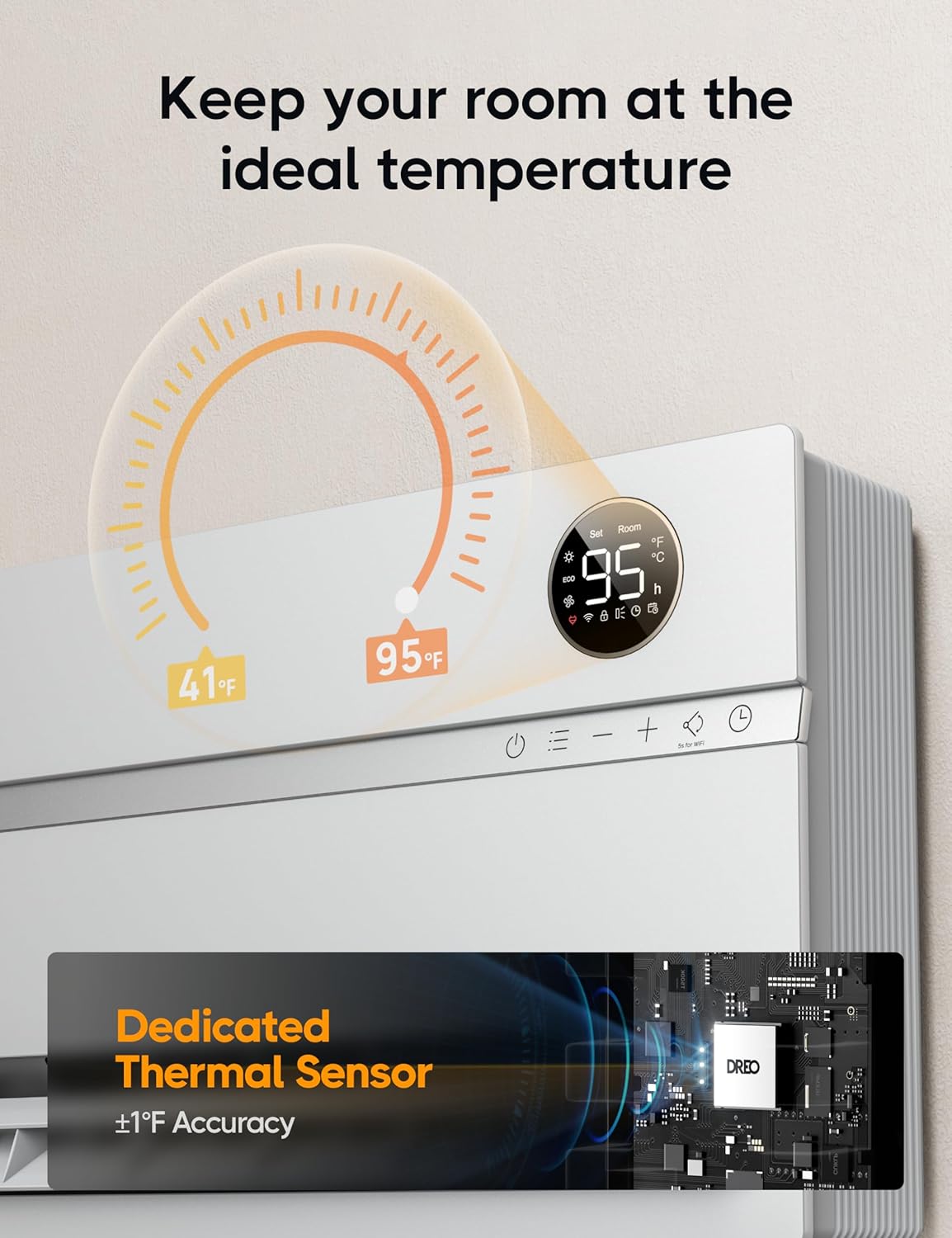 Dreo Smart Wall Heater with Alexa 1500W Oscillation Timer and Remote Control