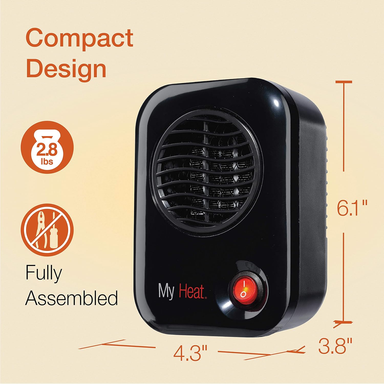Lasko MyHeat Personal Mini Space Heater 6 Inches Black 200W
