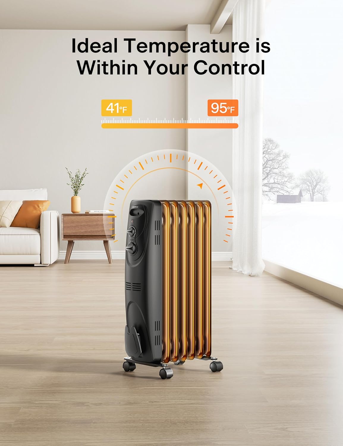 PELONIS PHO15A2AGB 1500W Oil Filled Space Heater Black
