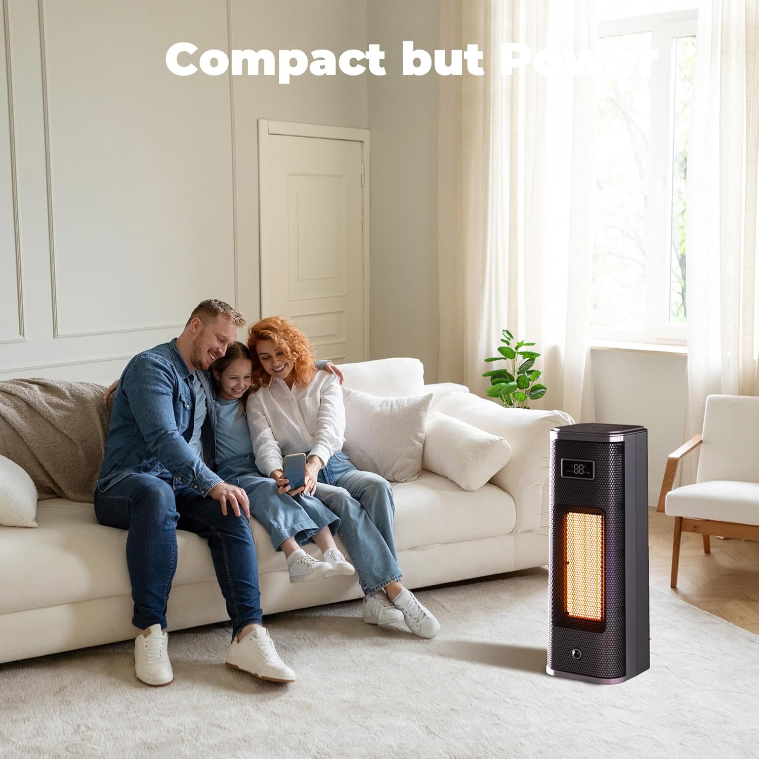 Portable Electric Heater with Remote - 1500W PTC Ceramic for Home Office