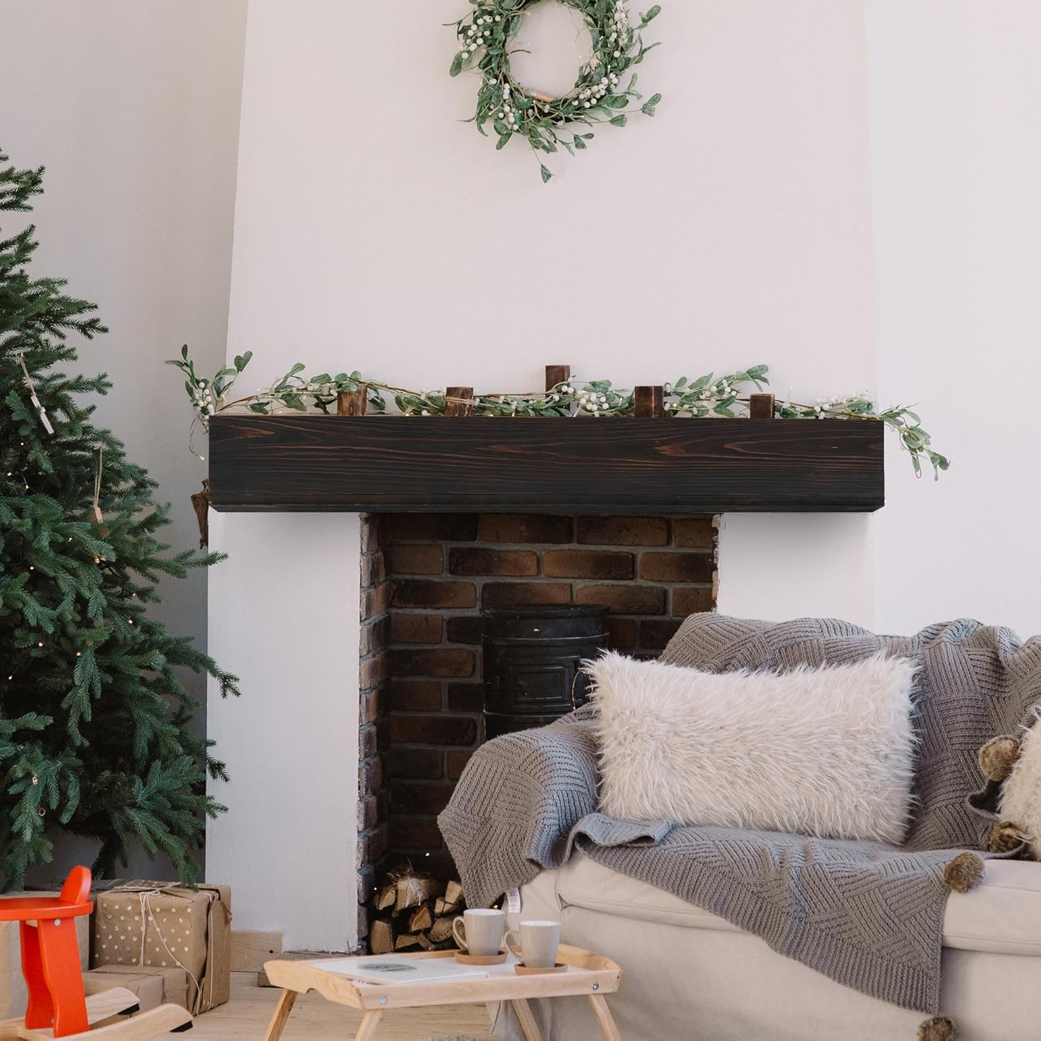 Strawberry Fairy 48 Rustic Wood Mantel for Fireplace