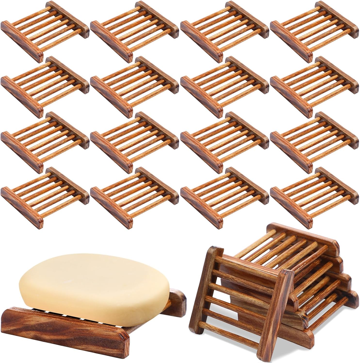 Amyhill 25 Pcs Bamboo Soap Dish for Bathroom
