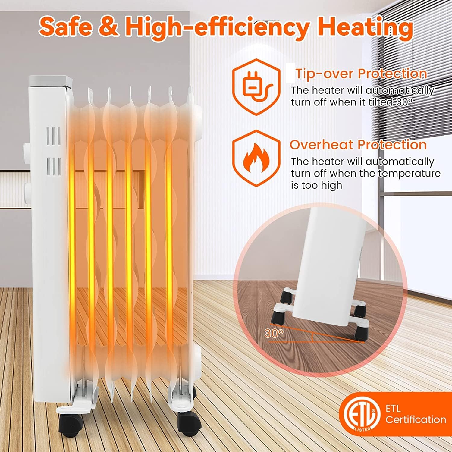 Tangkula 1500W Oil Filled Heater with 3 Modes and Thermostat 1