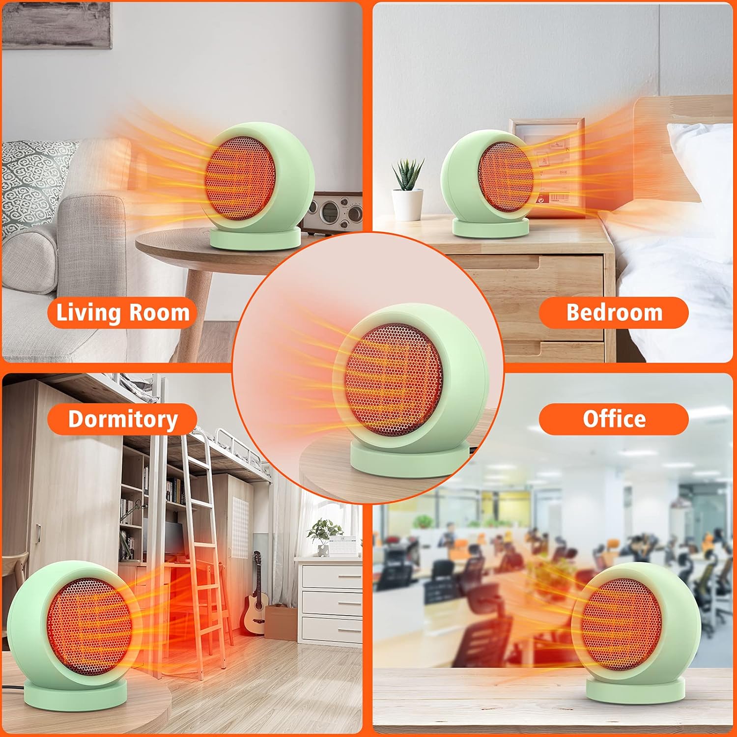 Coolfor PTC Ceramic Space Heater - High Output for Home Bedroom Office