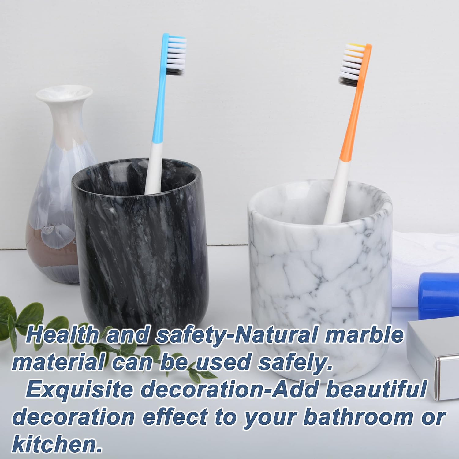 Handmade Marble Toothbrush Holder - White