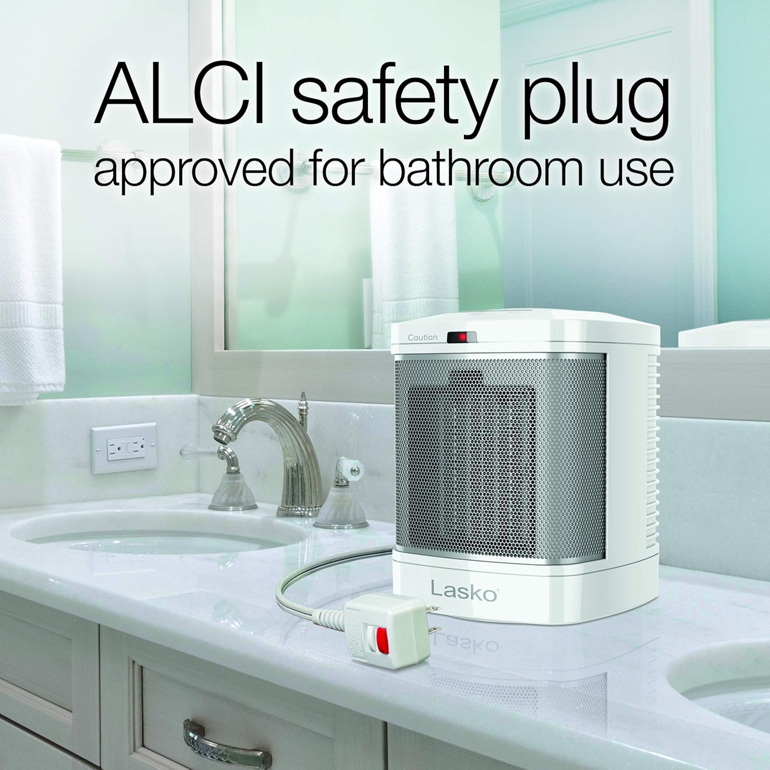 Lasko Small Ceramic Space Heater for Bathroom and Home Use