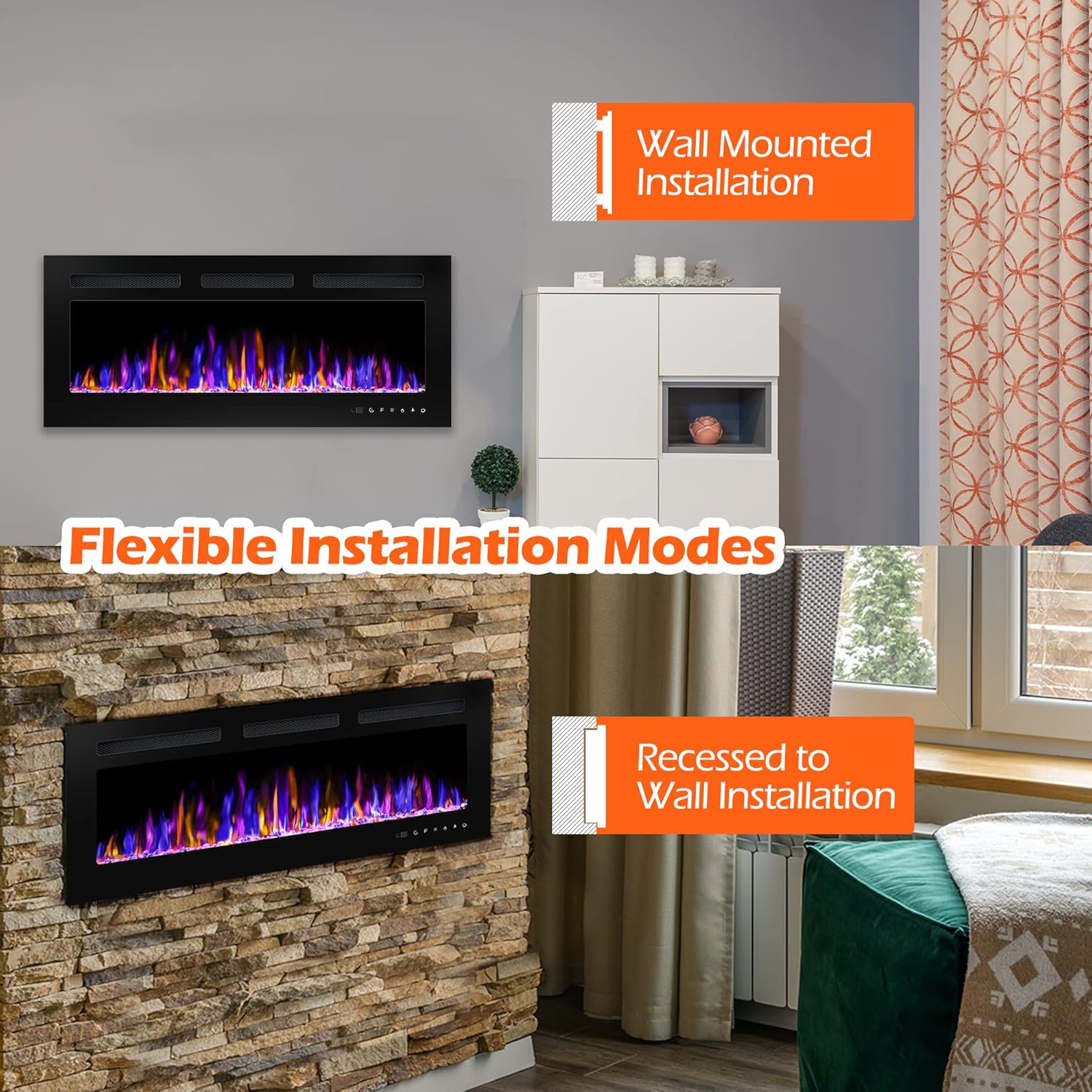 BETELNUT 40 Electric Fireplace with Remote Control