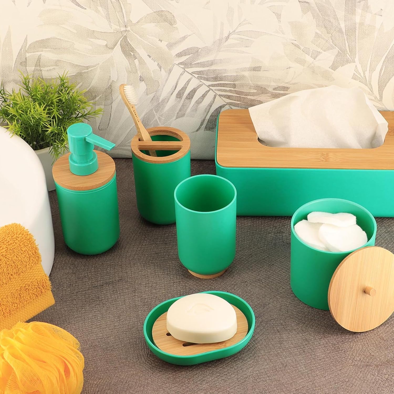 EVIDECO Bamboo Toothbrush Holder with Green Design