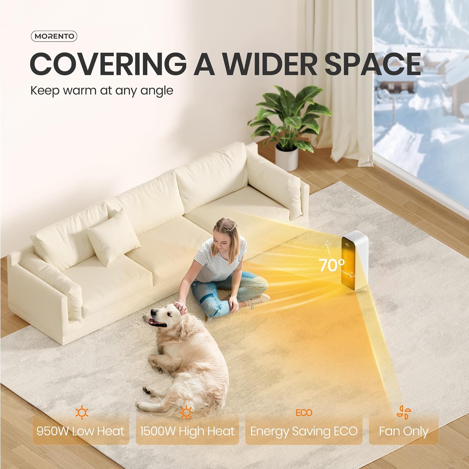 MORENTO Smart Electric Space Heater with Wi-Fi and Voice Control 1