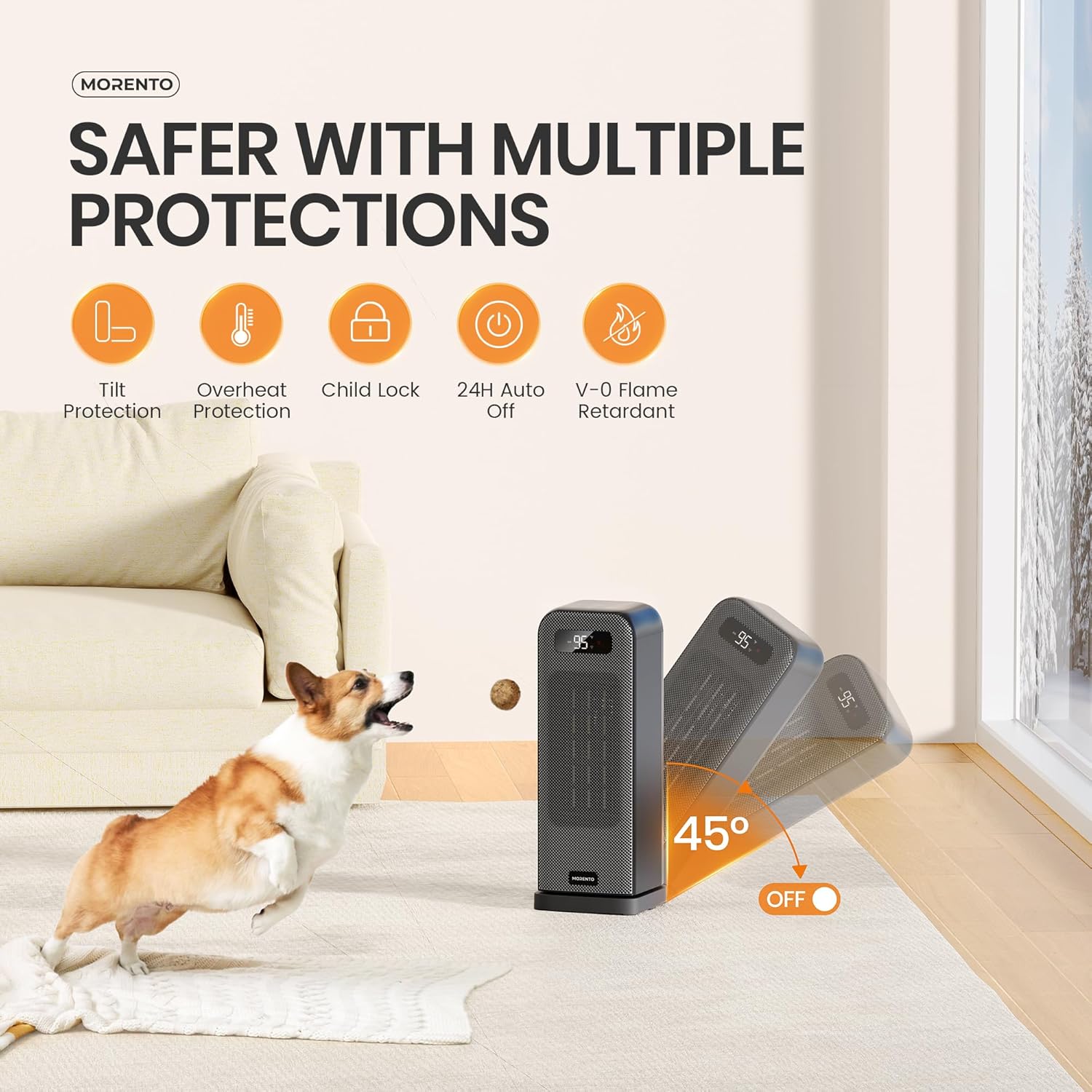 MORENTO Smart Electric Space Heater with Wi-Fi and Voice Control