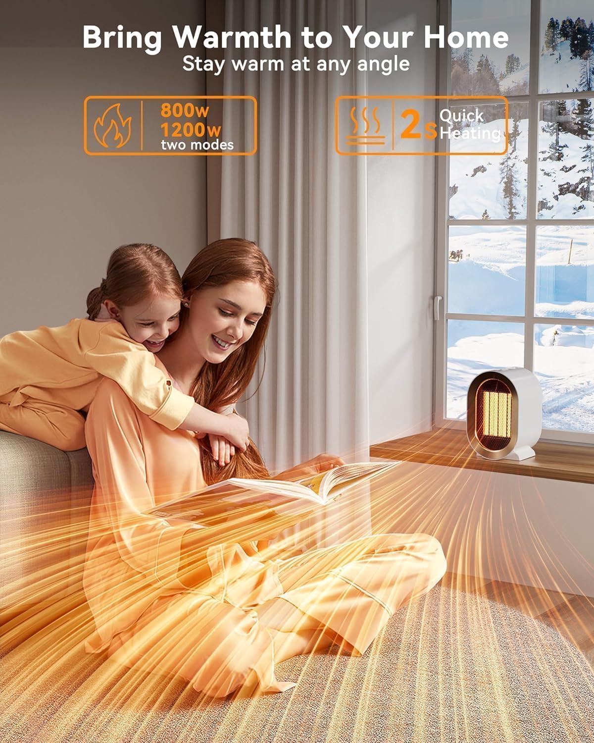 QQT Electric Space Heater - 1200W Portable Two-Speed with Safety Features