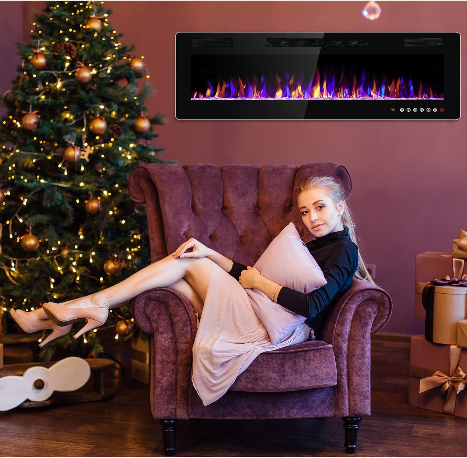 50 Inch Electric Fireplace with Timer and Remote Control