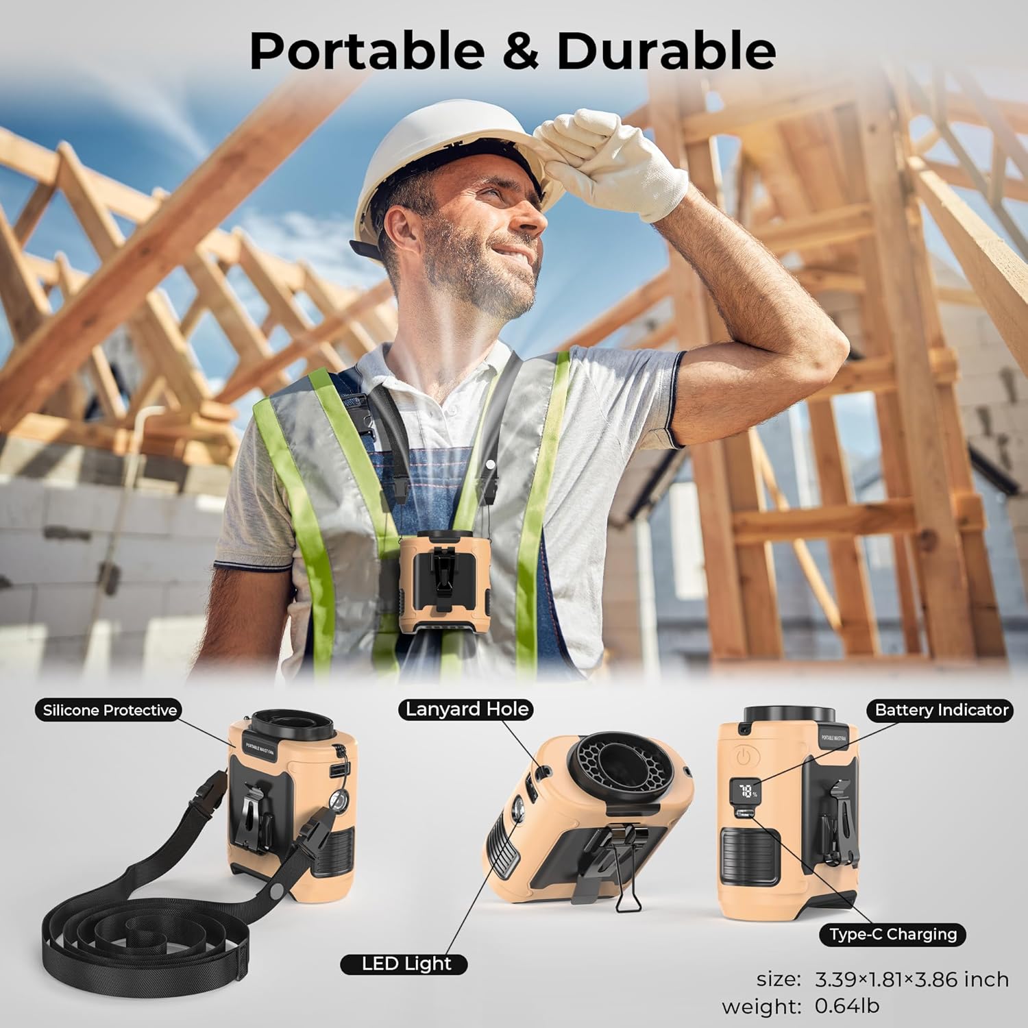 COMLIFE 10000mAh Portable Waist Clip Fan