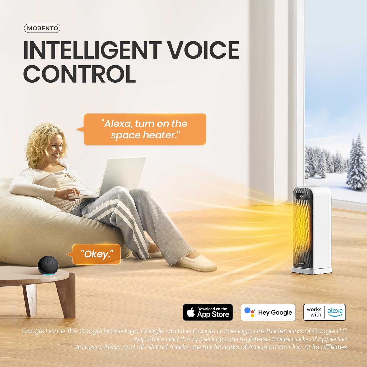 MORENTO Smart Electric Space Heater with Wi-Fi and Voice Control 1